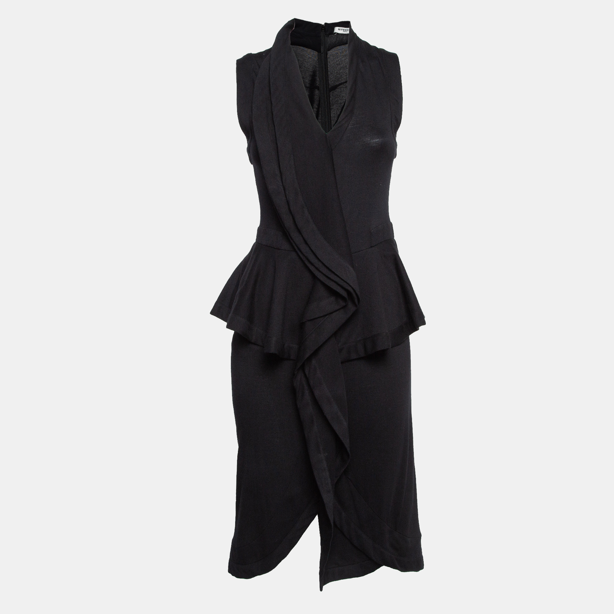 

Givenchy Black Knit Ruffled Sleeveless Midi Dress L