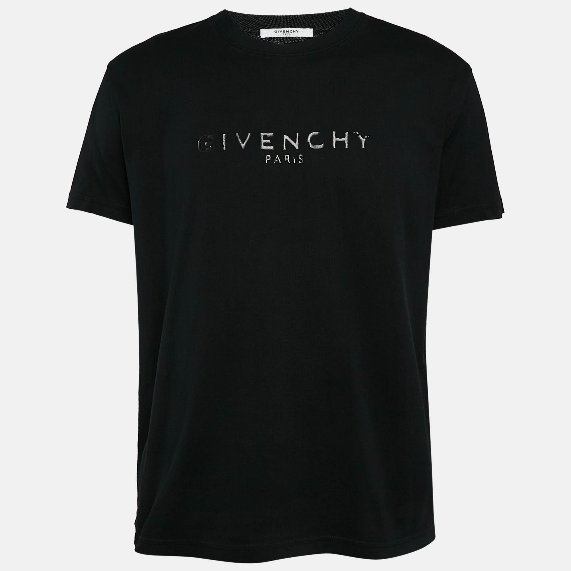 

Givenchy Black Logo Print Cotton Crew Neck T-Shirt S