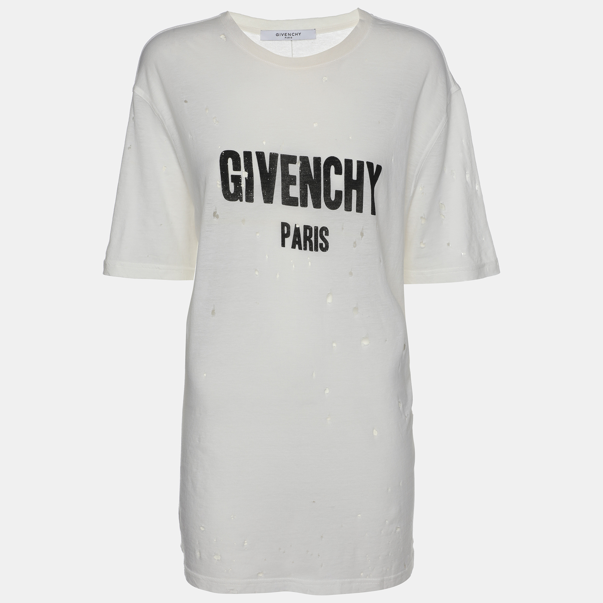 

Givenchy Cream Cotton Ripped T-shirt M