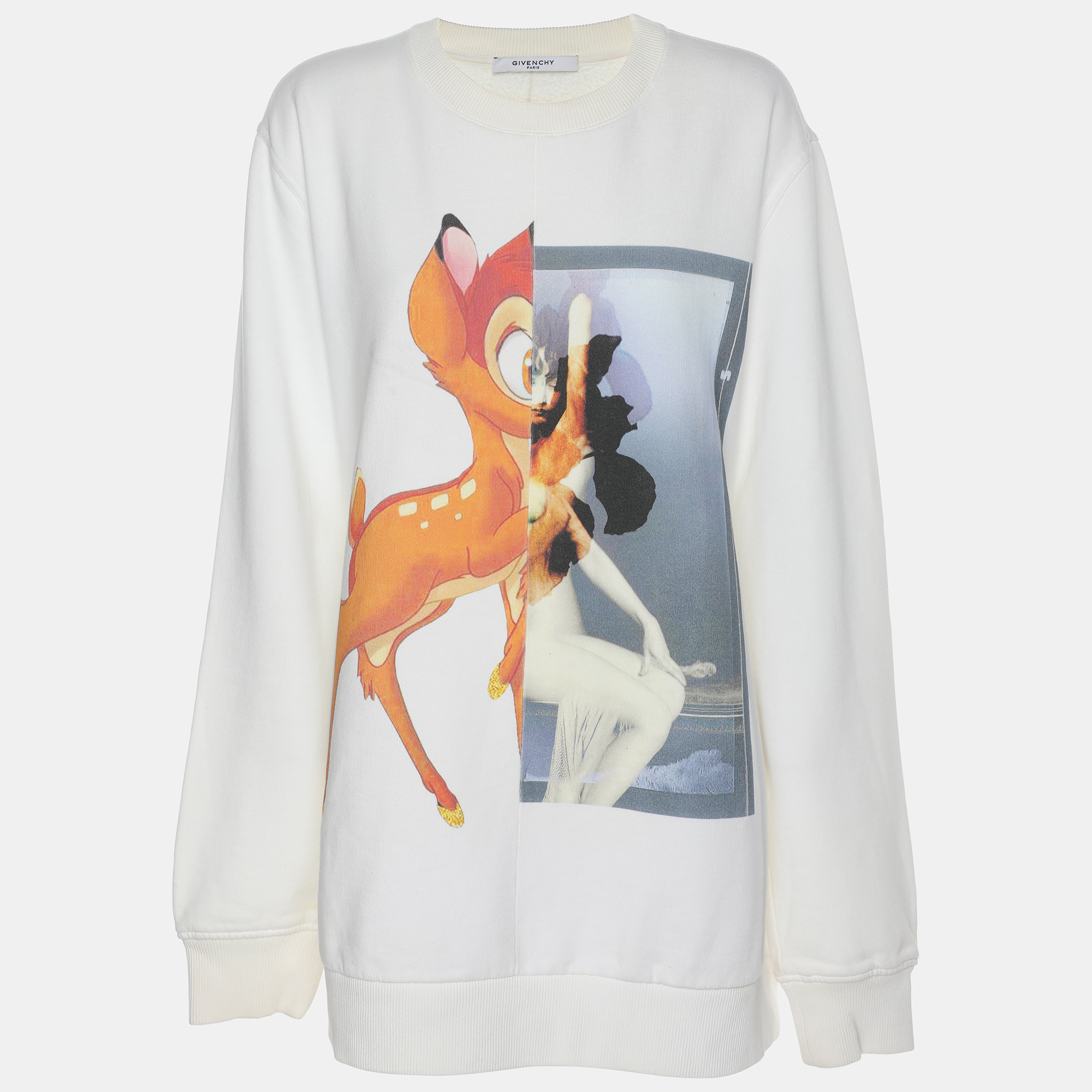 

Givenchy Cream Cotton Bambi Print Sweatshirt L