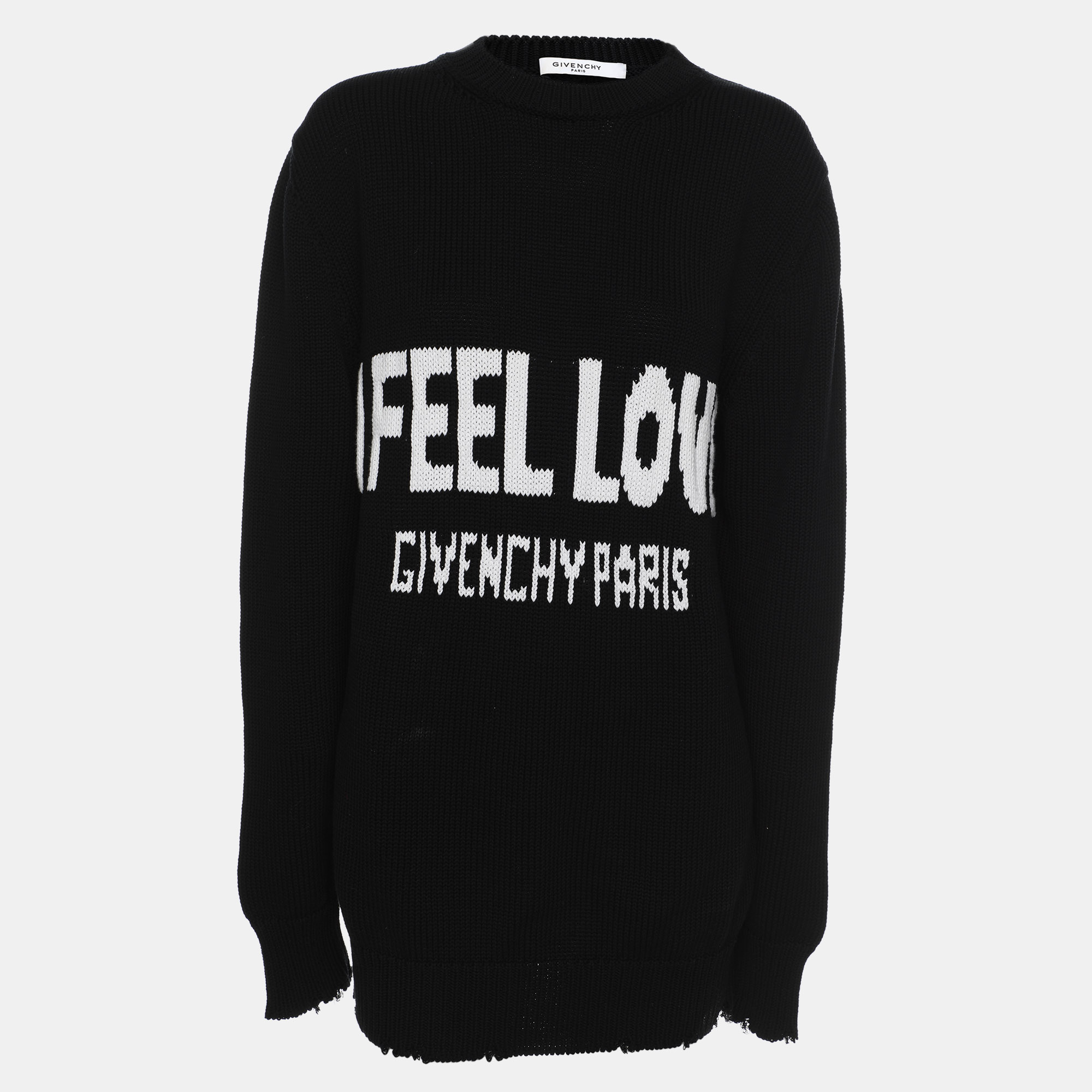 

Givenchy Black Cotton Knit I Feel Love Crew Neck Sweater M