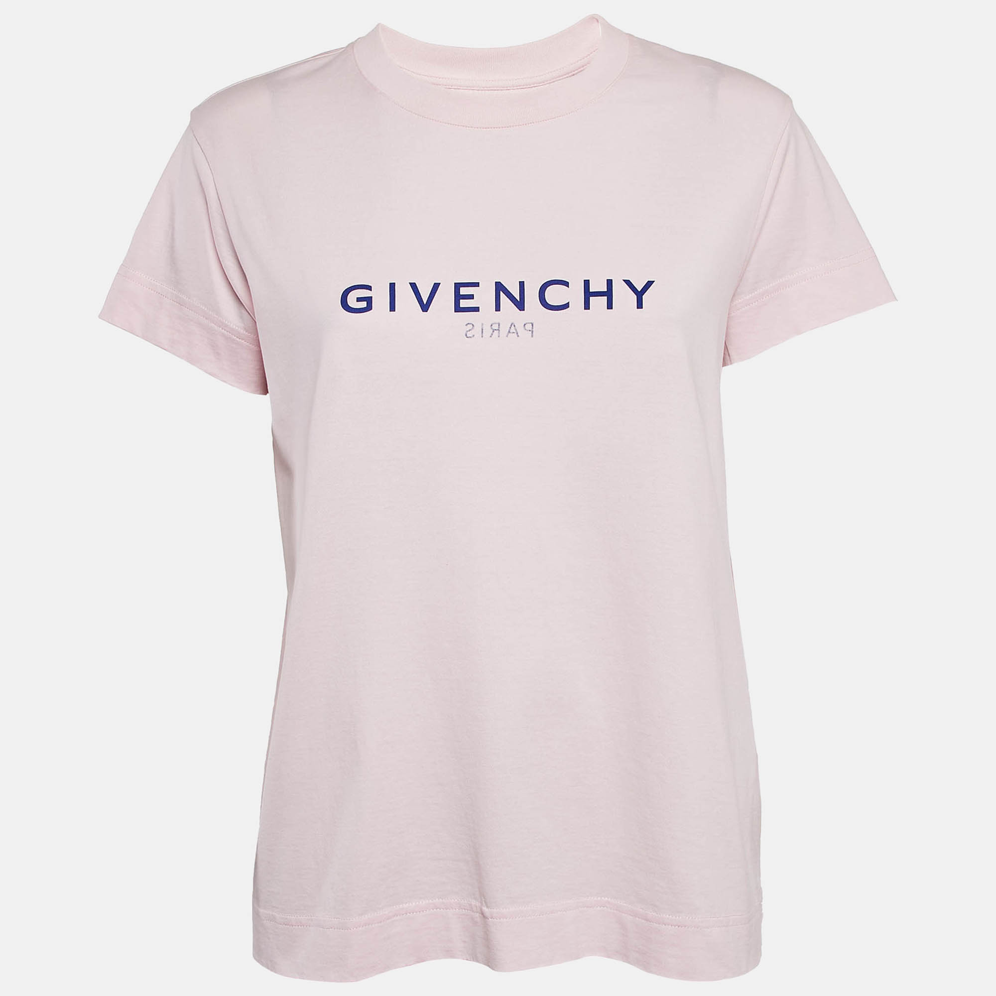 

Givenchy Light Pink Logo Print Jersey Crew Neck T-Shirt L