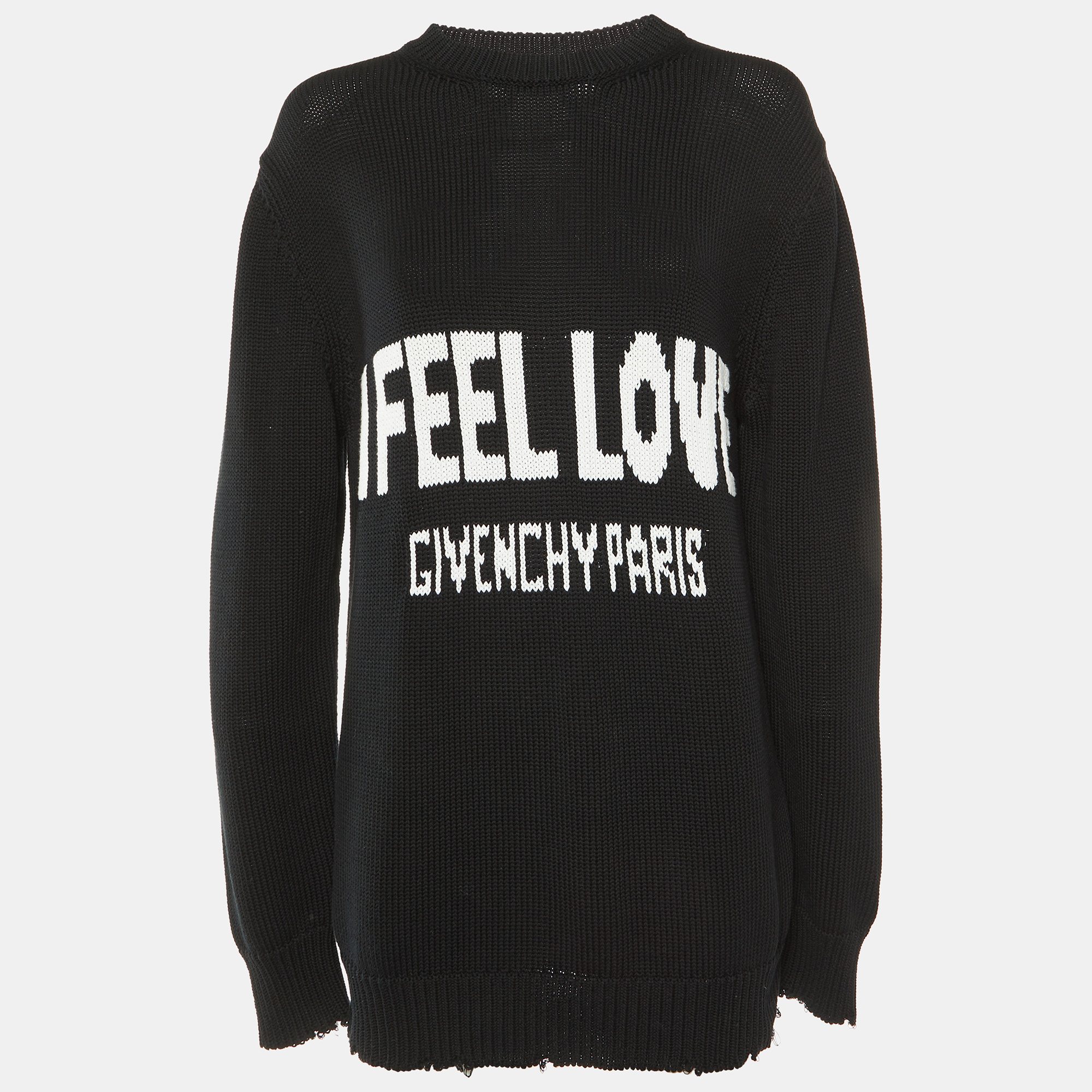 

Givenchy Black I Feel Love Cotton Knit Crew Neck Jumper L