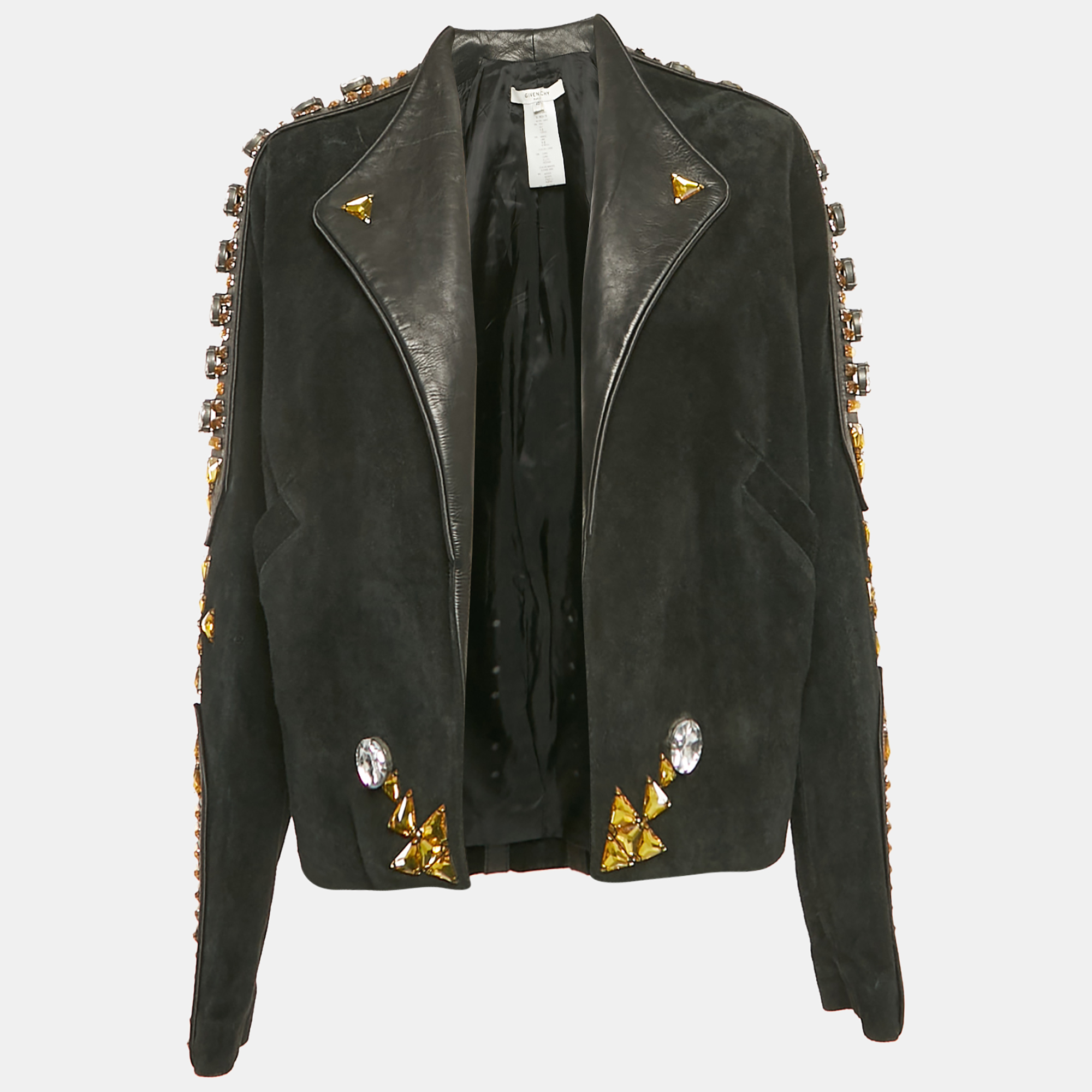 

Givenchy Black Studded Suede Open Front Jacket L