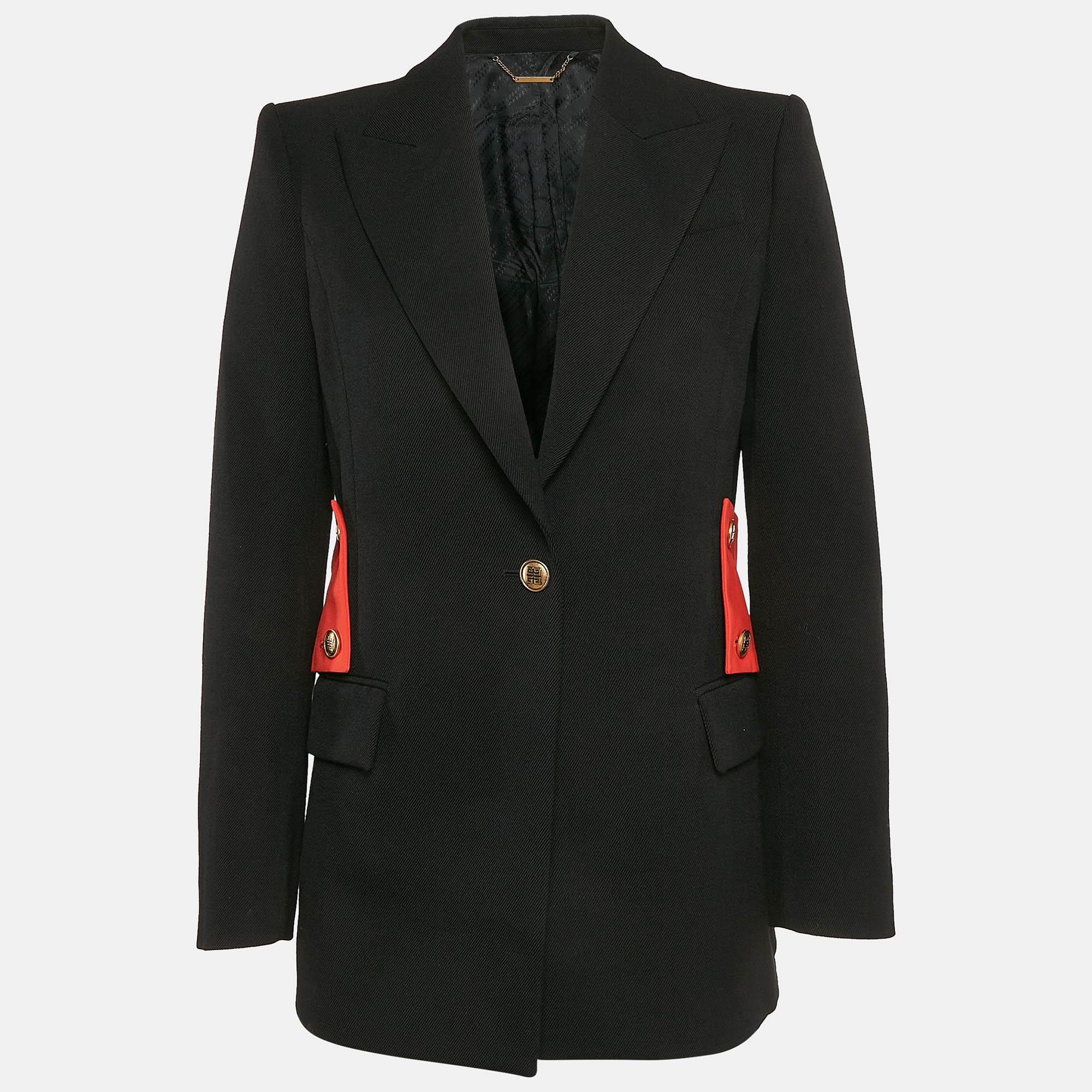 

Givenchy Black/Red Wool Gabardine Band Detail Tailored Blazer M