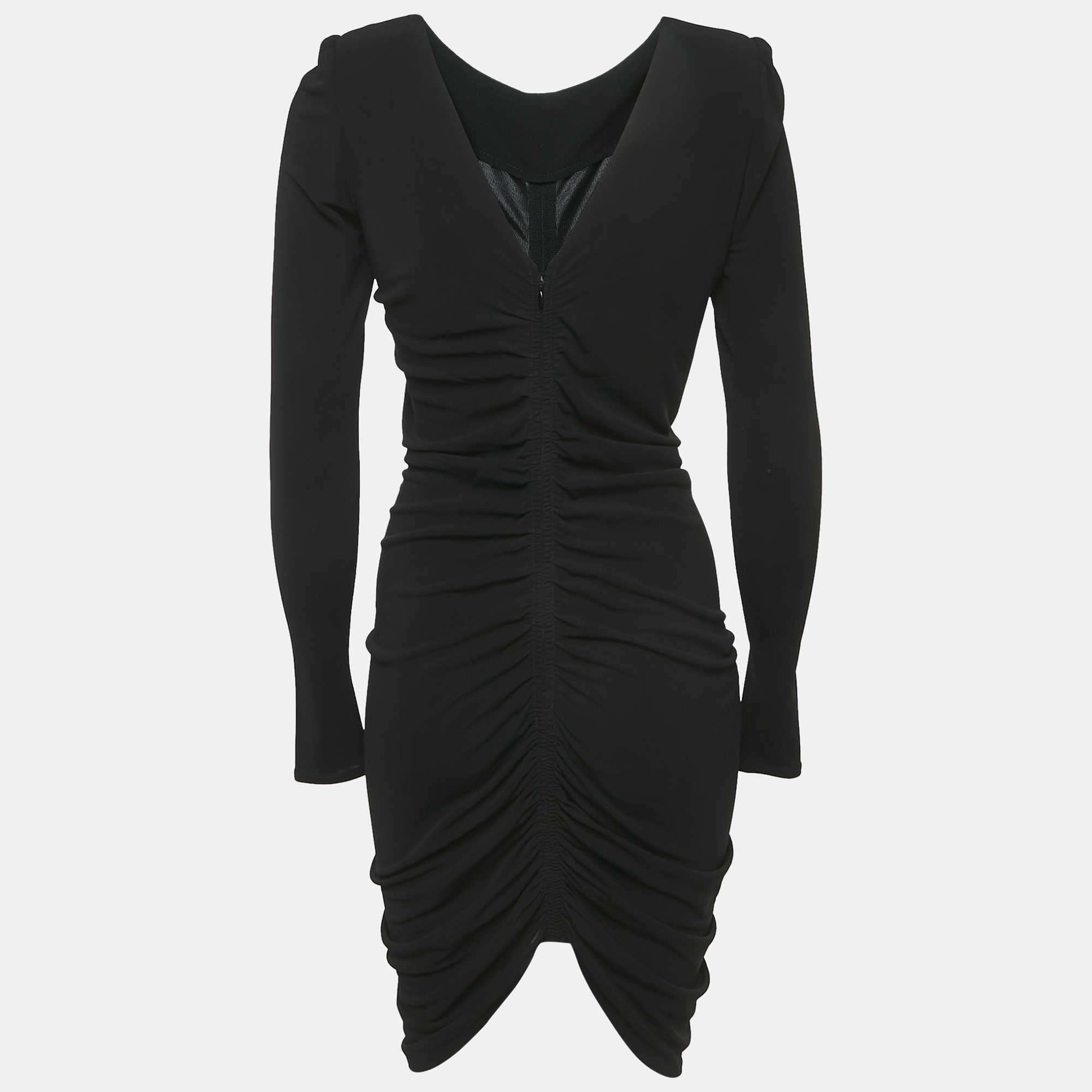 

Givenchy Black Jersey Ruched Short Dress S