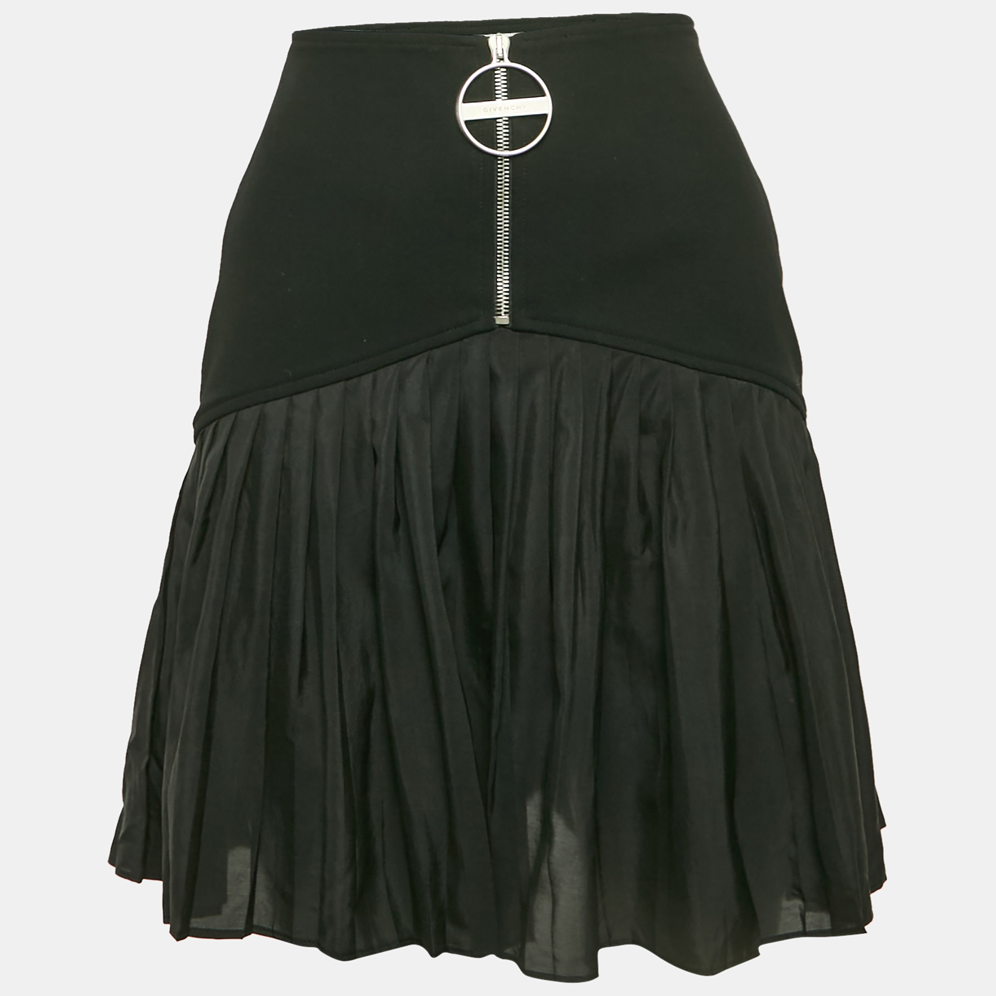 

Givenchy Black Gabardine & Chiffon Pleated Mini Skirt S