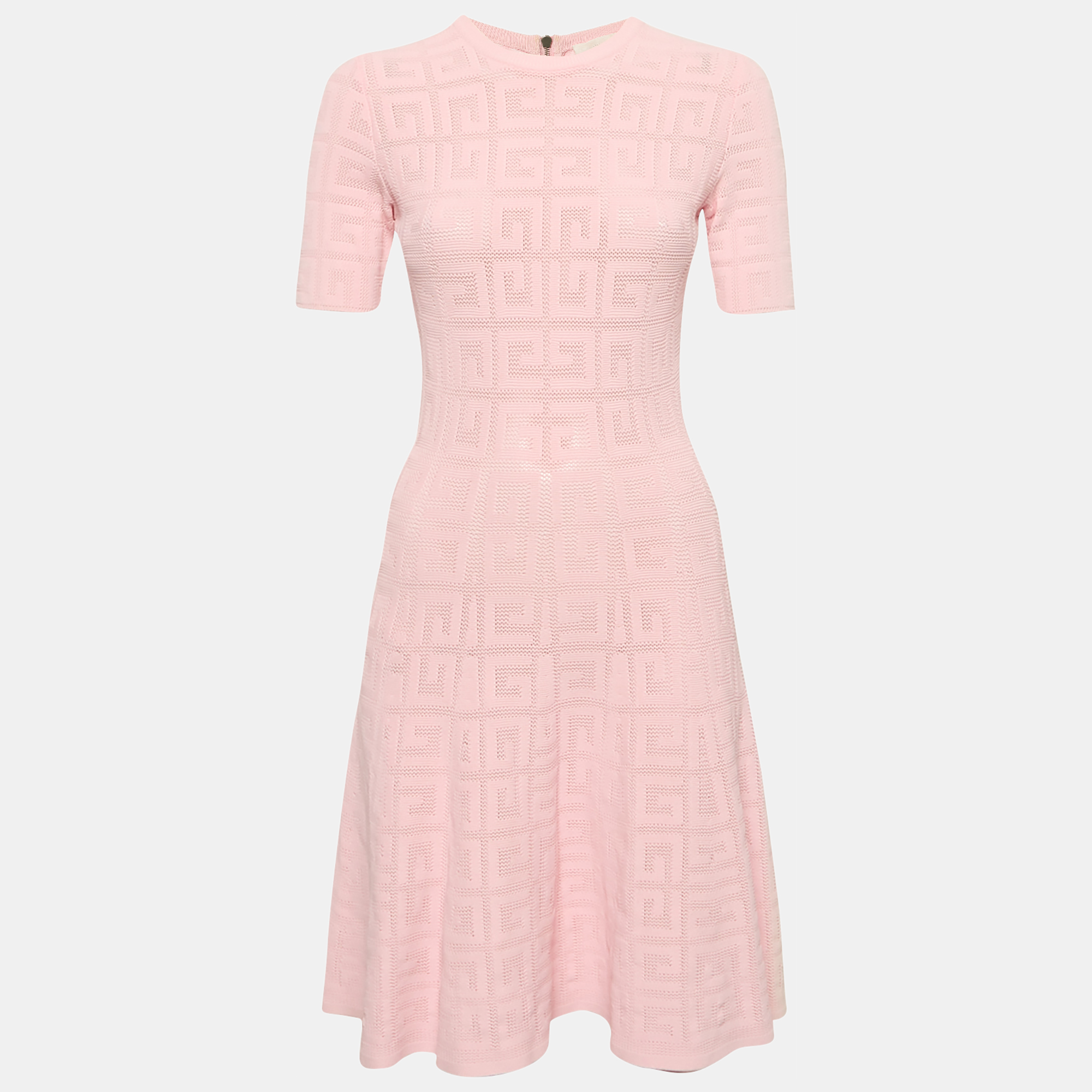 

Givenchy Pink Monogram Knit Short Flared Dress XS
