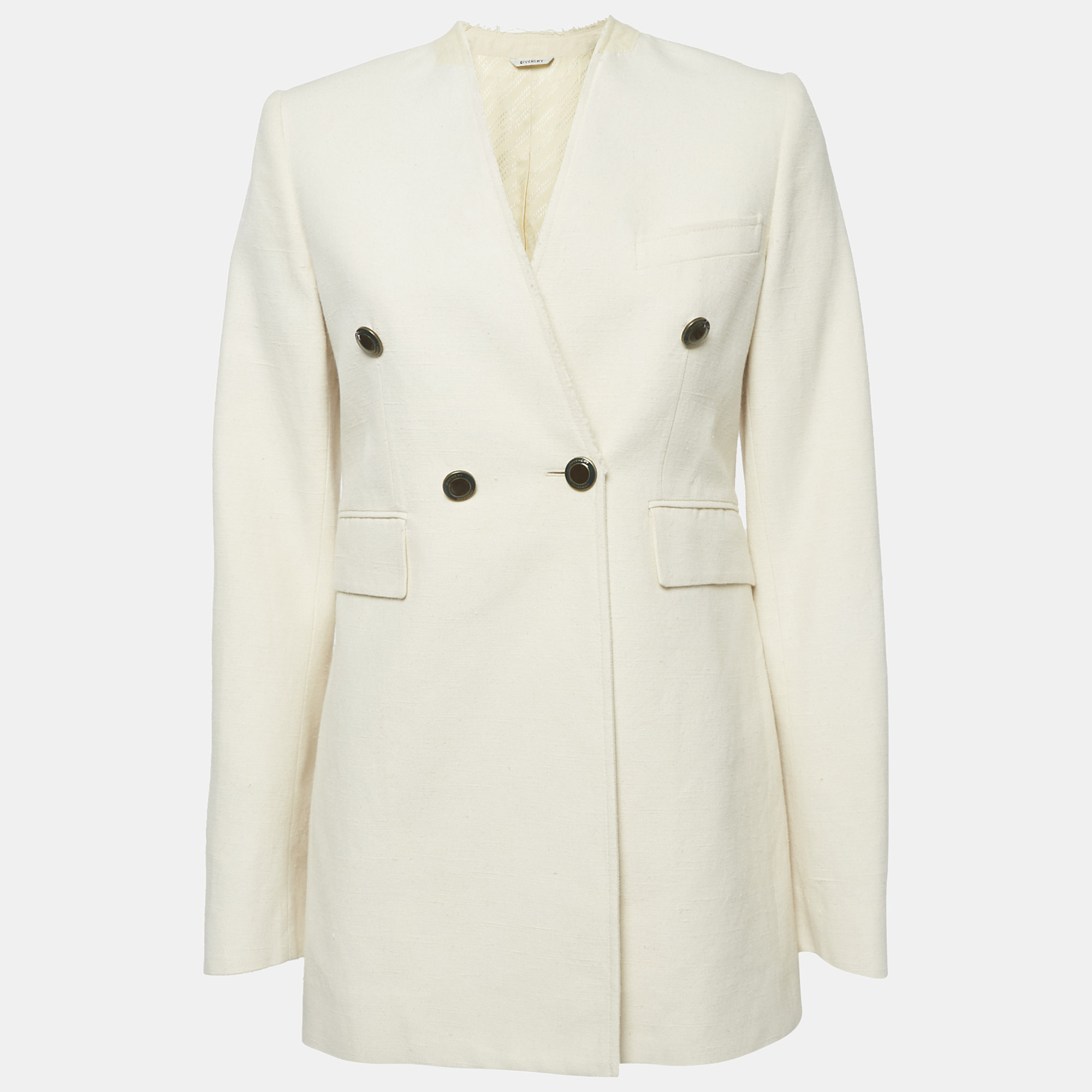 

Givenchy Off-White Cotton Slub Double Breasted Blazer S