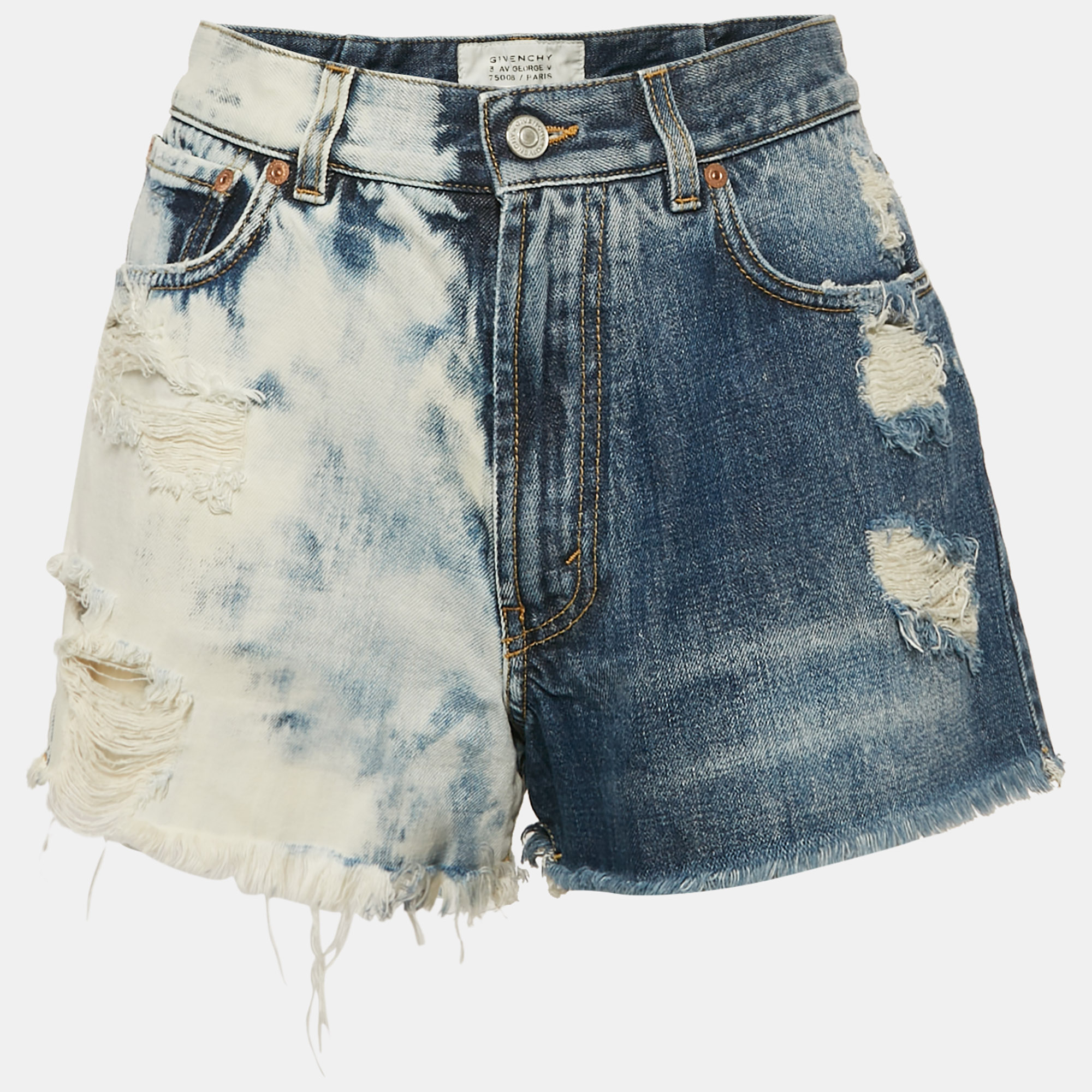

Givenchy Distressed Denim Shorts, Blue