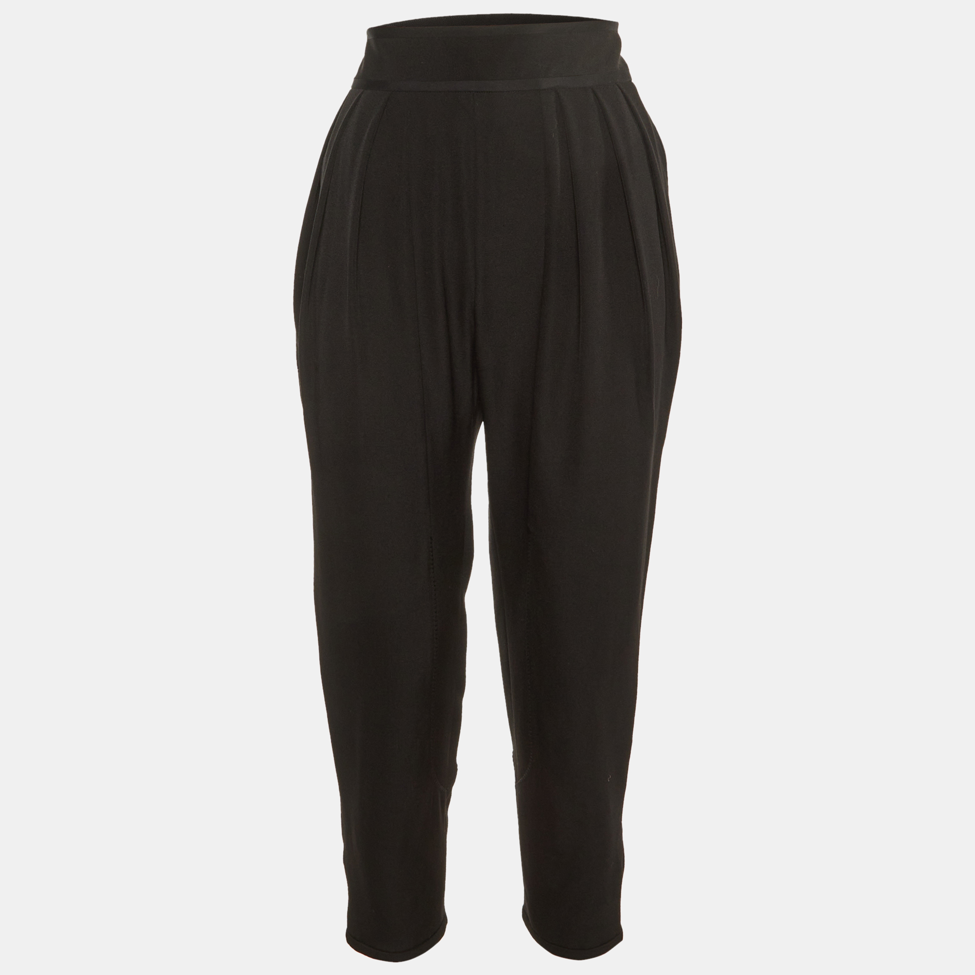

Givenchy Black Wool Pleated Button Hem Detail Pants L