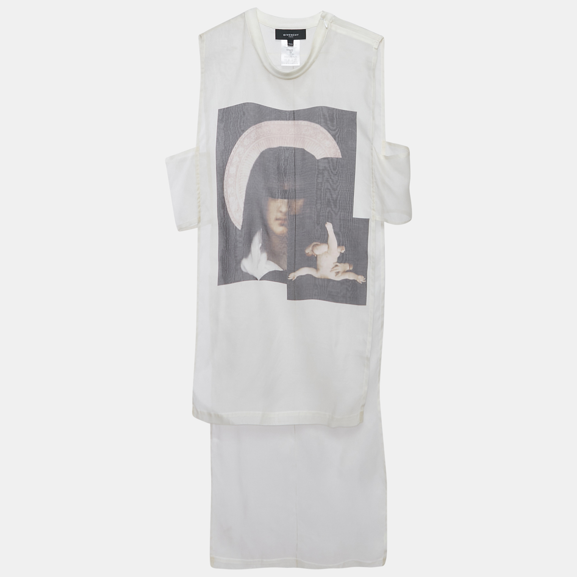 

Givenchy Off White Printed Silk High Low Hem Pullover XXS
