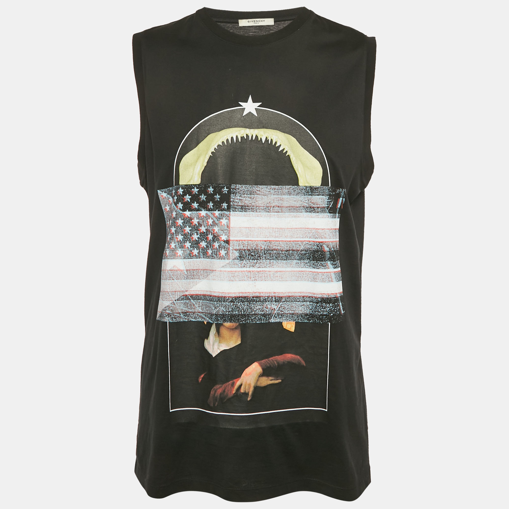 Pre-owned Givenchy Black Printed Jersey Sleeveless T-shirt M
