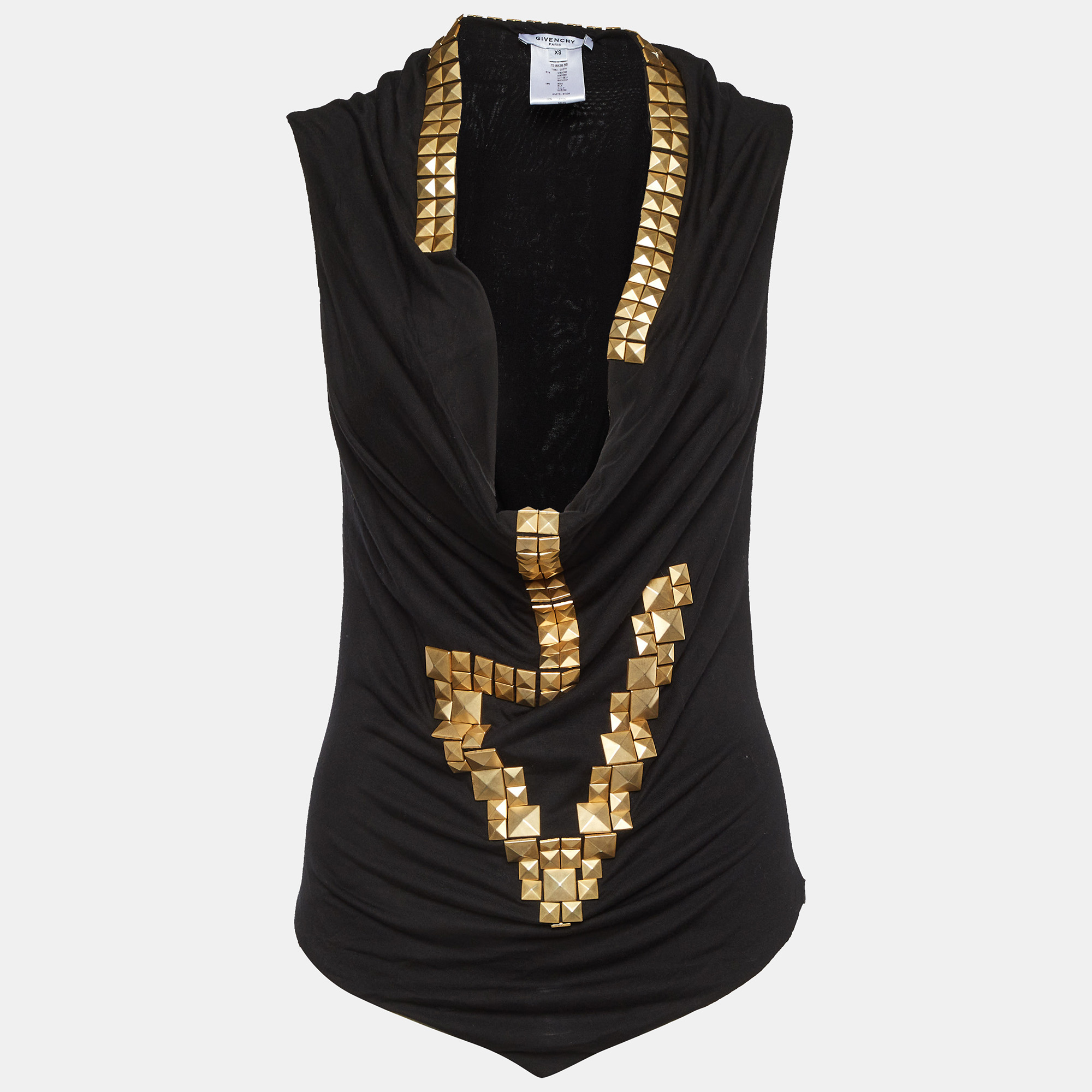 

Givenchy Black Studded Jersey Top XS