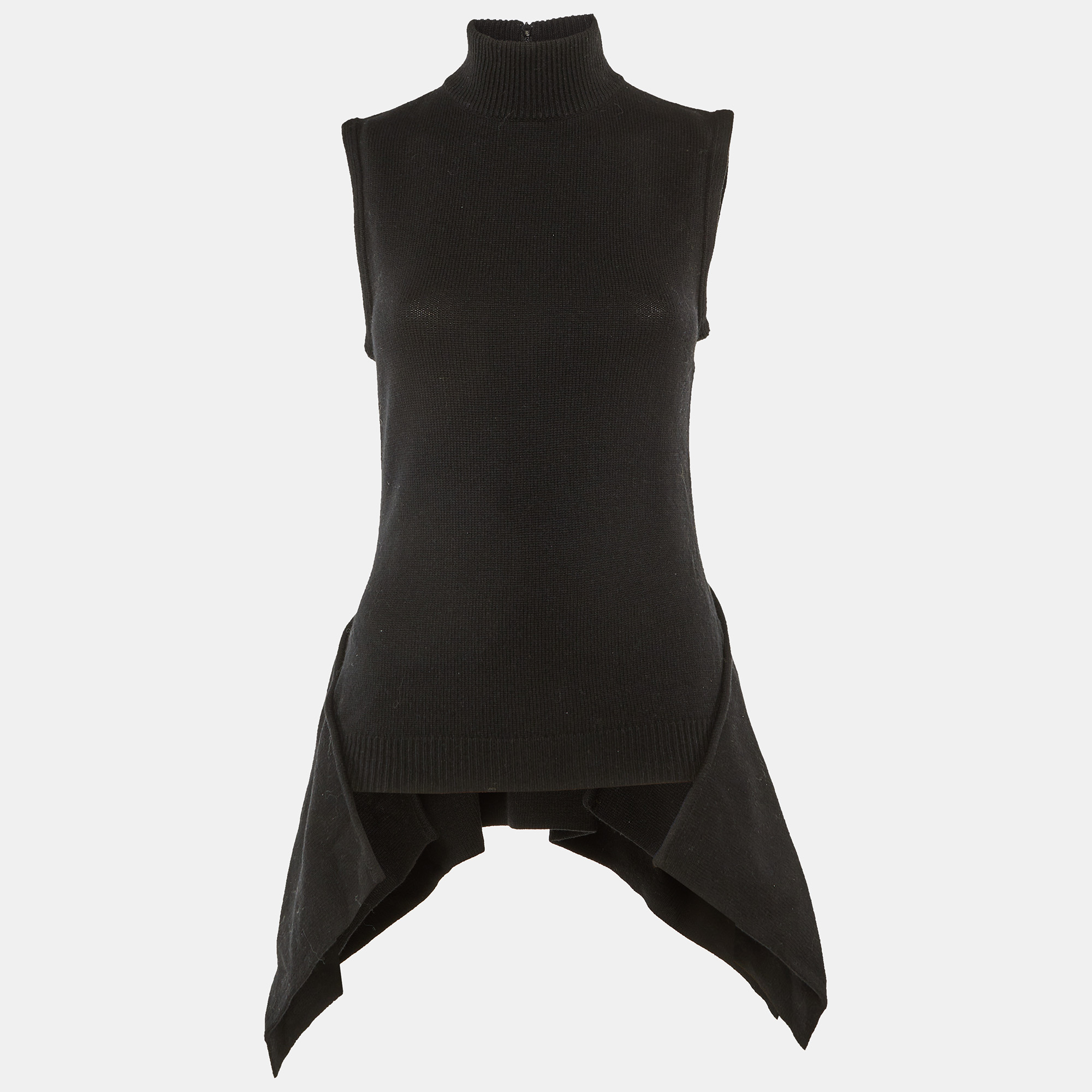 Pre-owned Givenchy Black Wool Knit Asymmetric Hem Sweater M