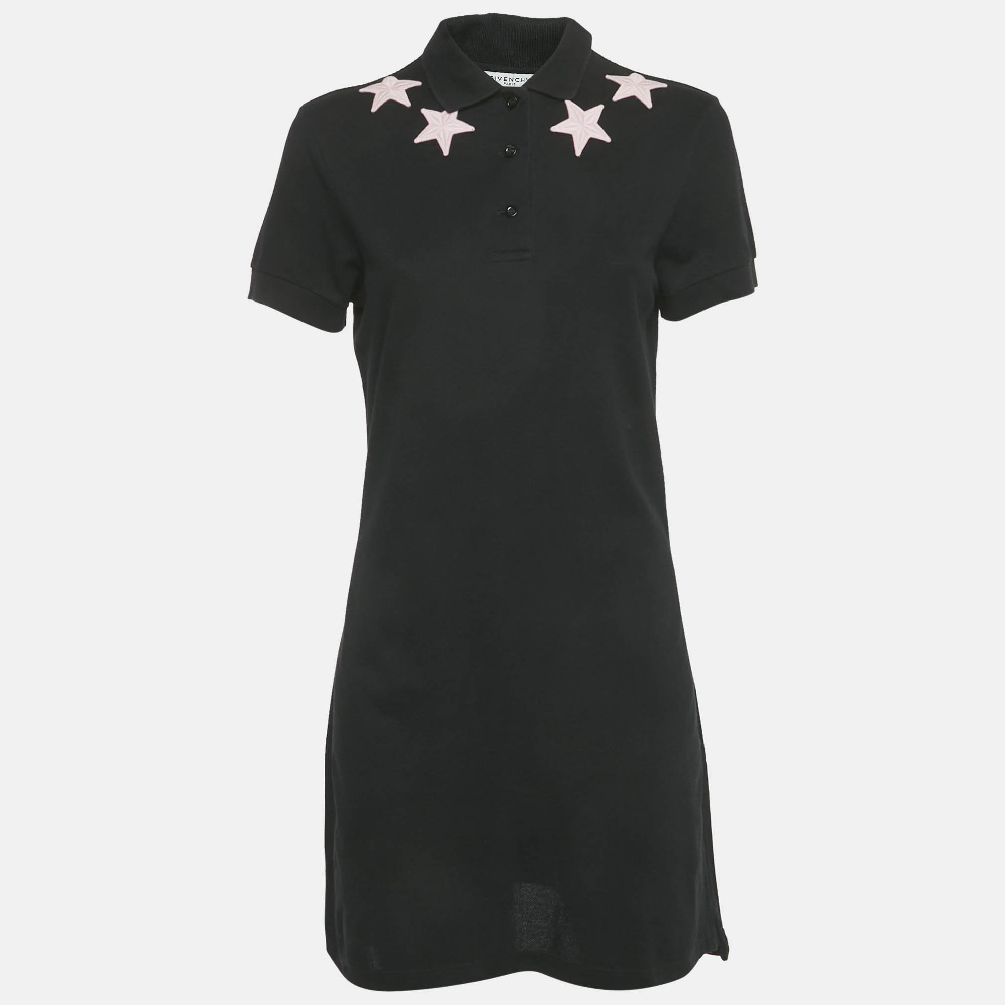 Givenchy Black Stars Applique Pique Polo Dress L