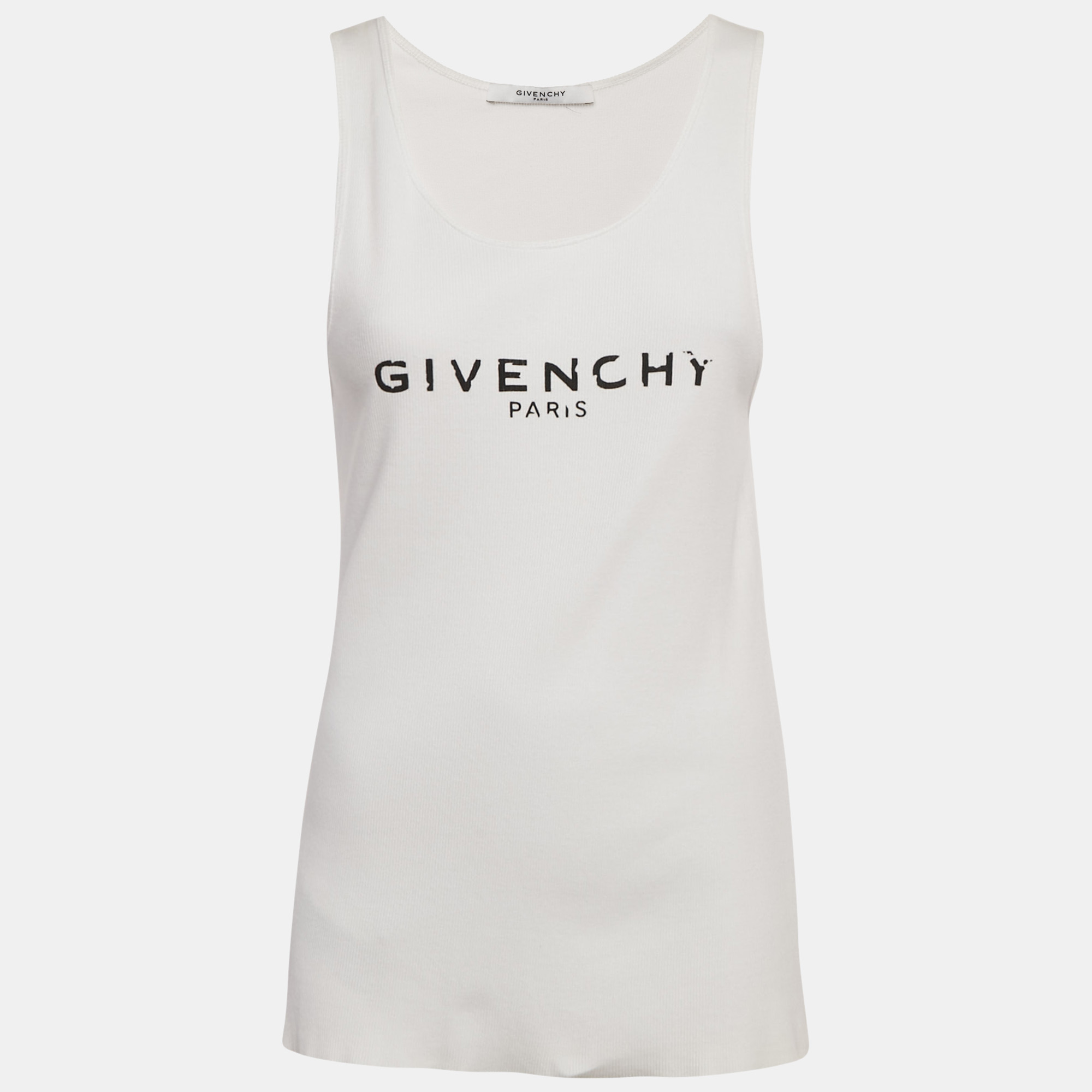 Pre-owned Givenchy White Printed Rib Knit Tank Top S