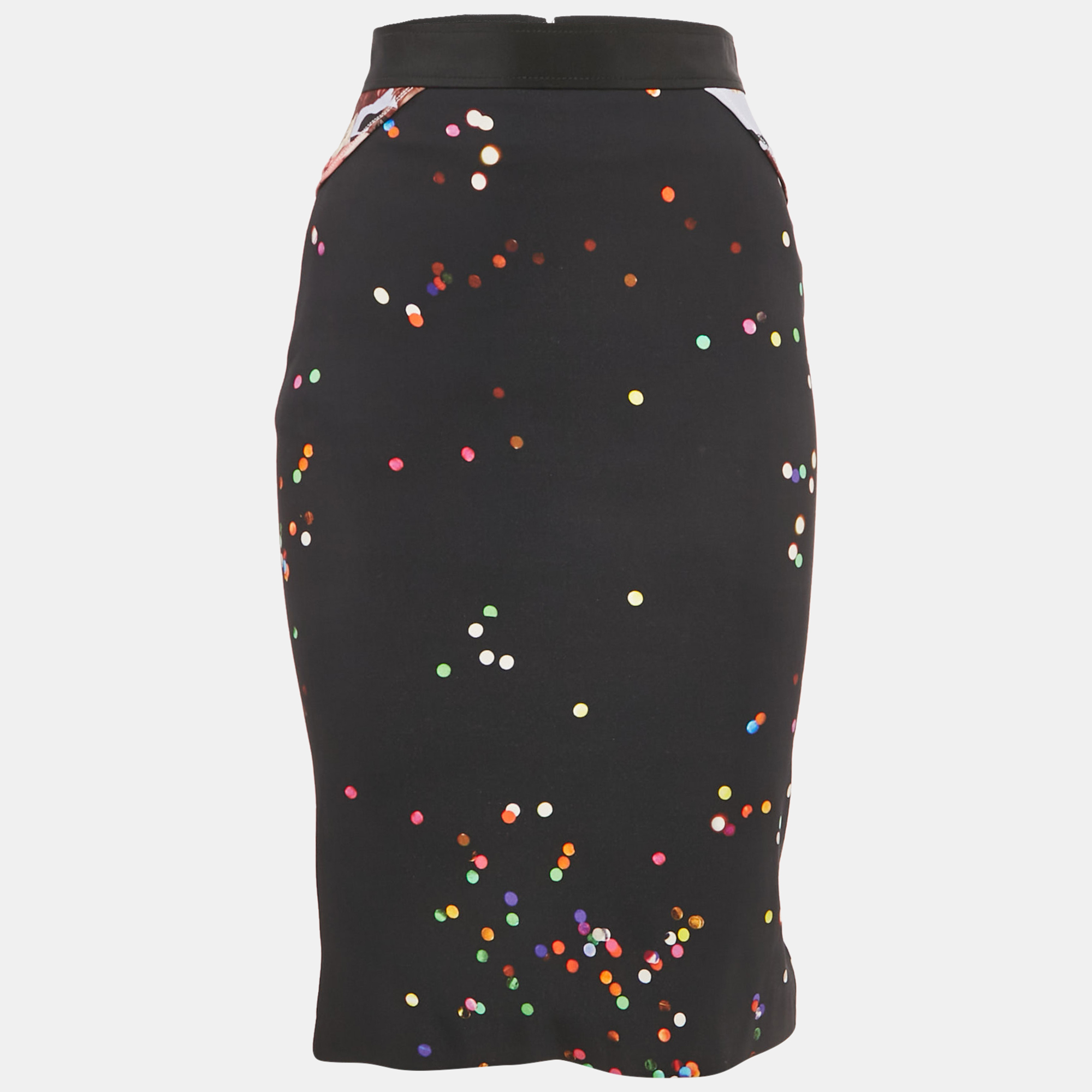Pre-owned Givenchy Black Print Crepe Midi Skirt S