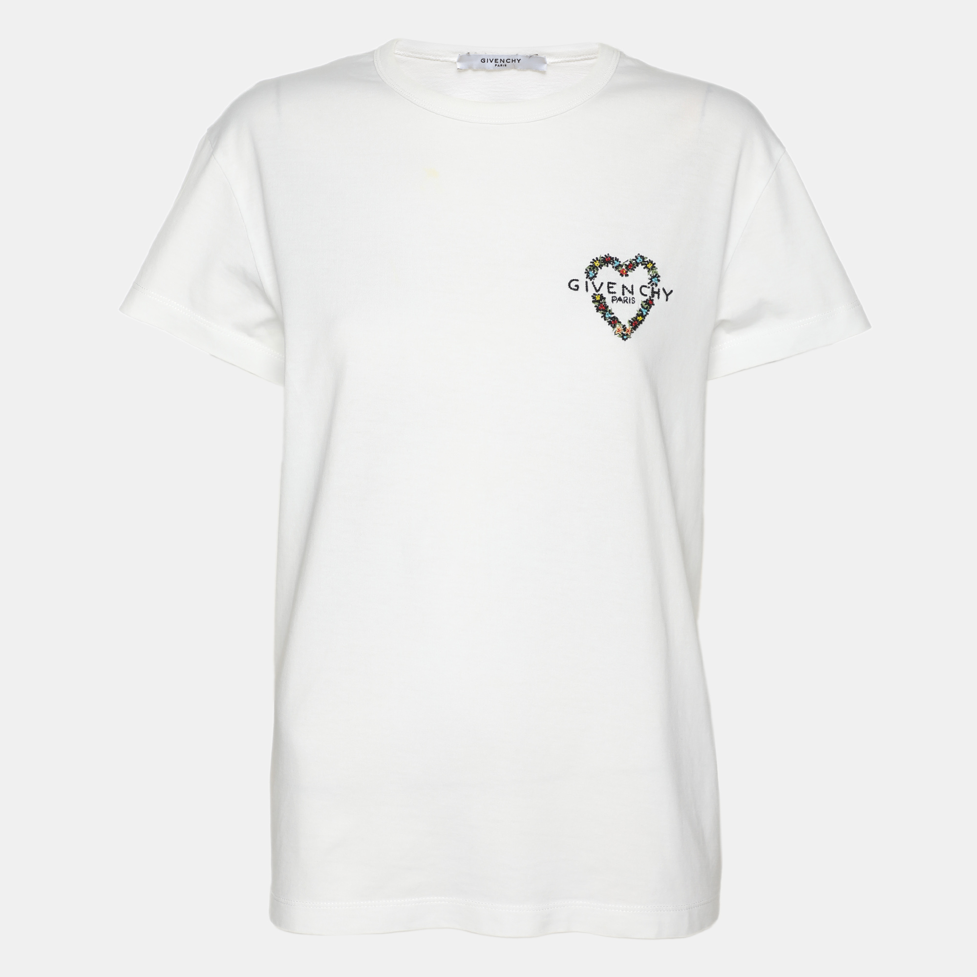 

Givenchy White Jersey Heart Logo Embroidered T-Shirt M