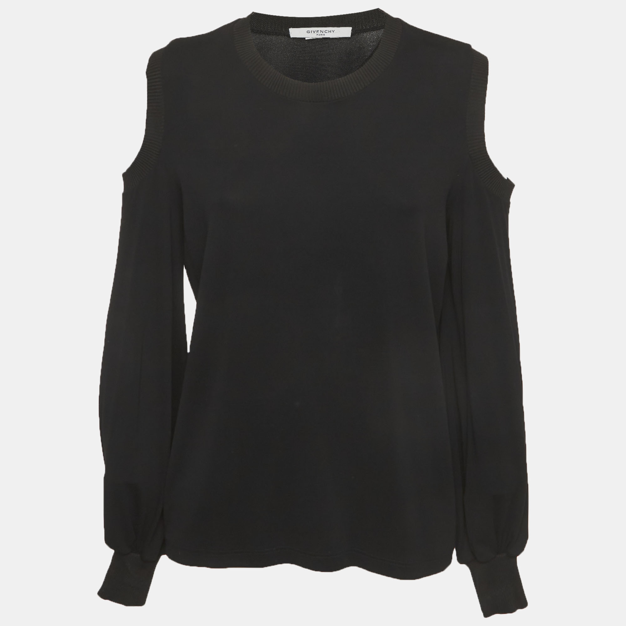 

Givenchy Black Jersey Cold Shoulder Top L