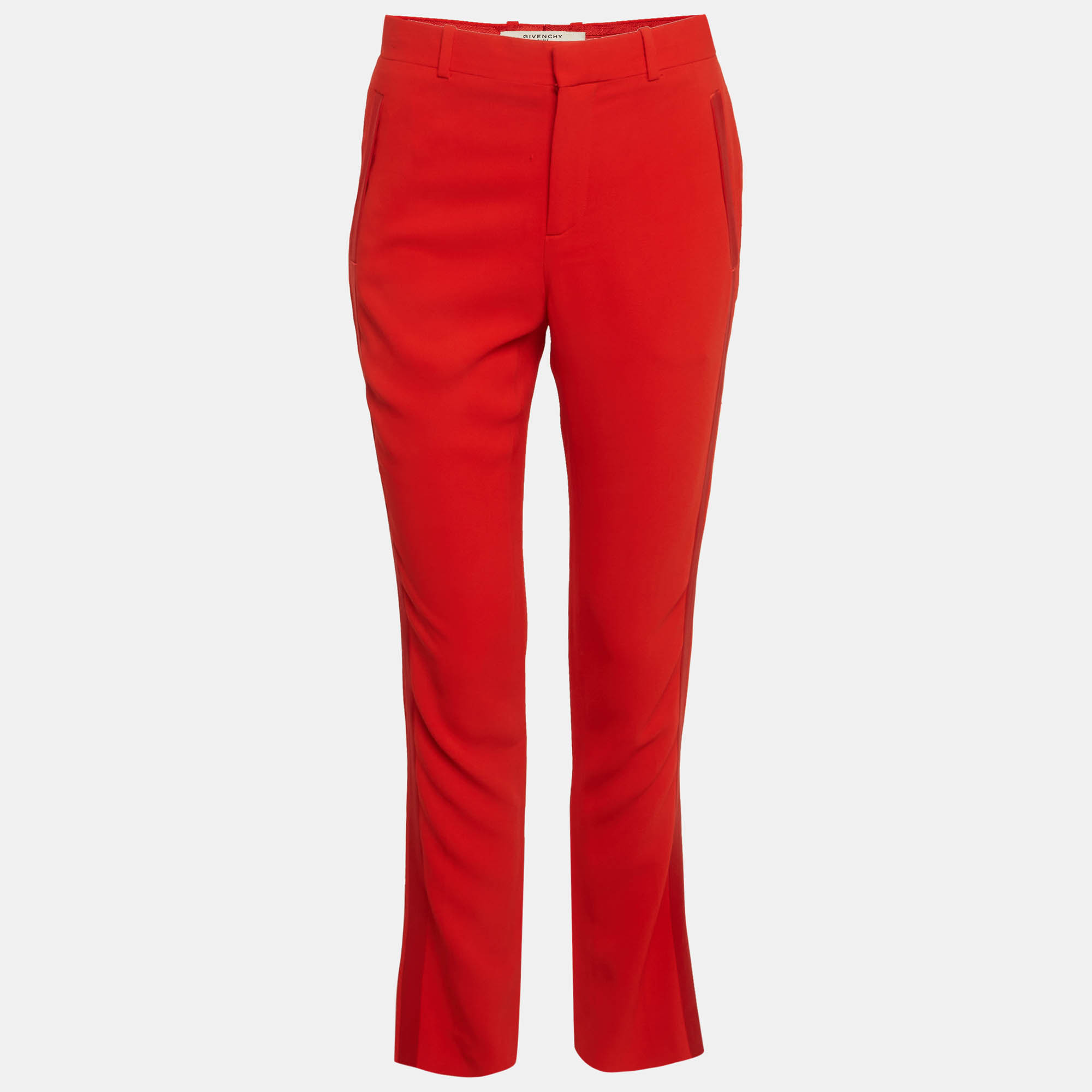 

Givenchy Red Satin Trim Crepe Trousers S