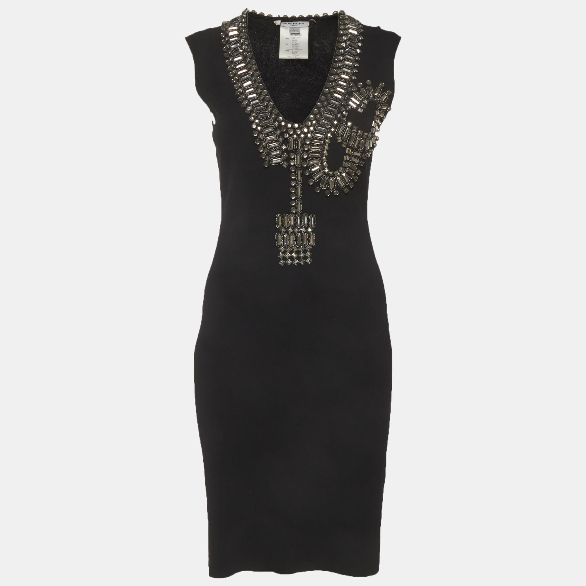 

Givenchy Black Embellished Stretch Knit Dress L