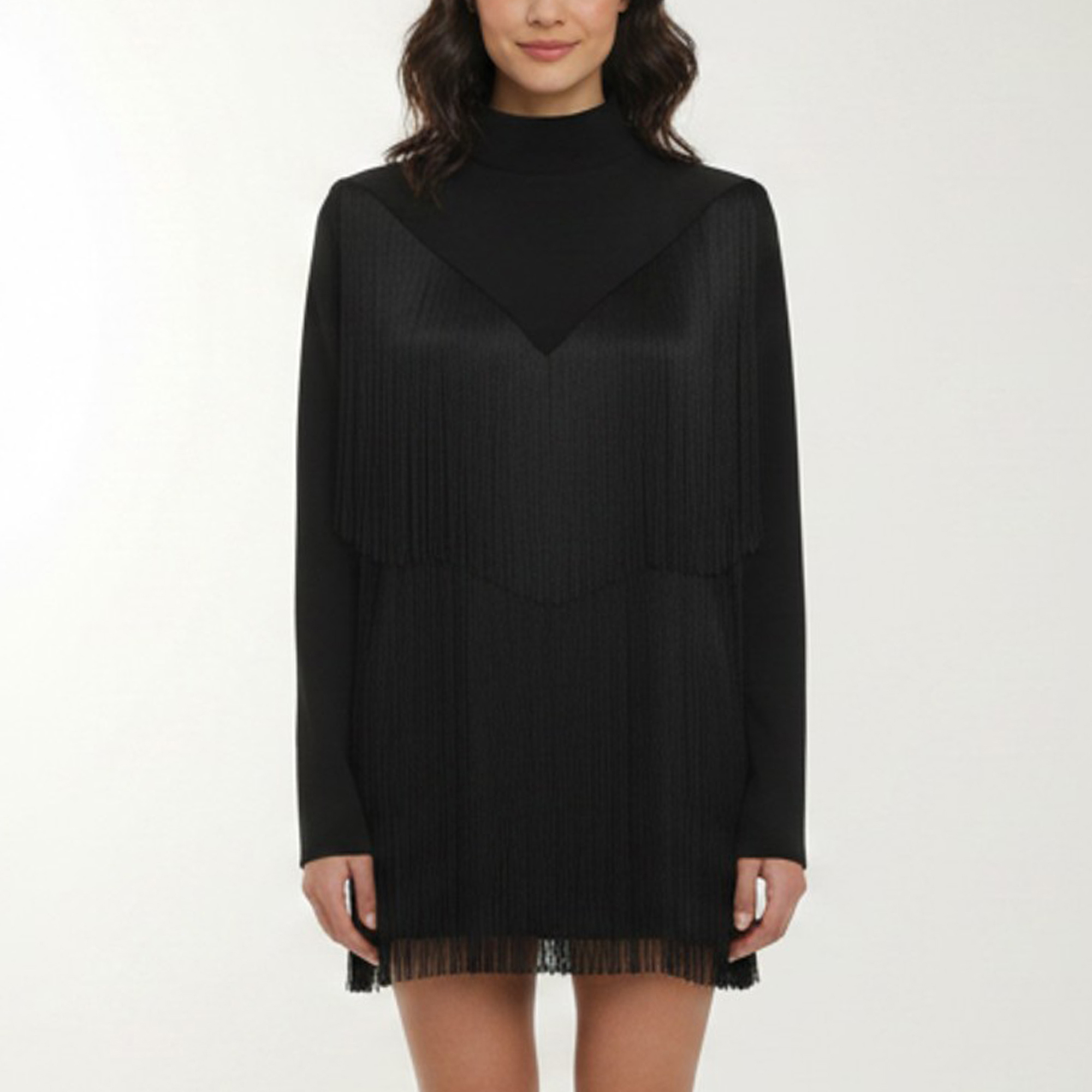 

Givenchy Black Crepe Fringes Top M