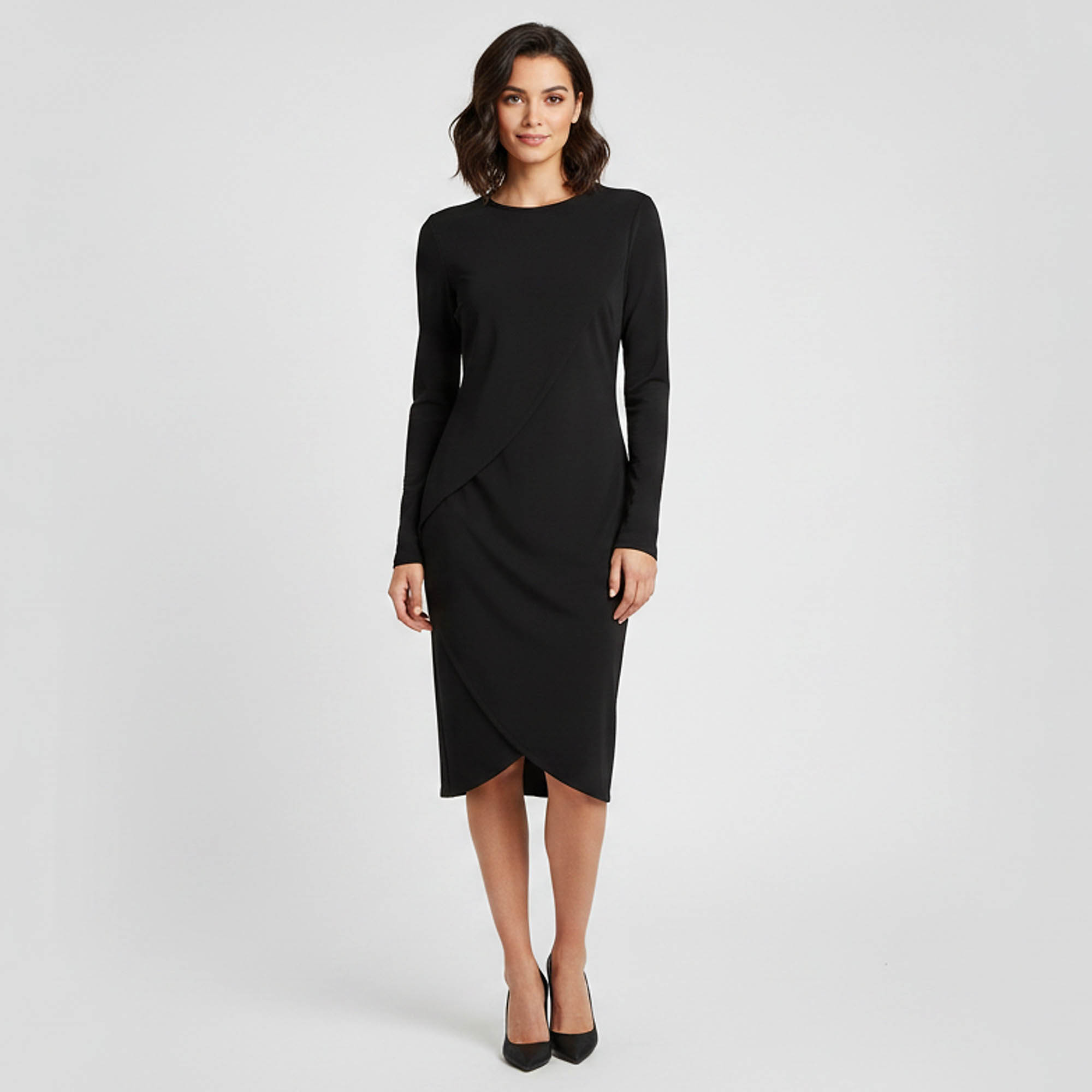

Givenchy Black Draped Crepe Asymmetric Mini Dress M