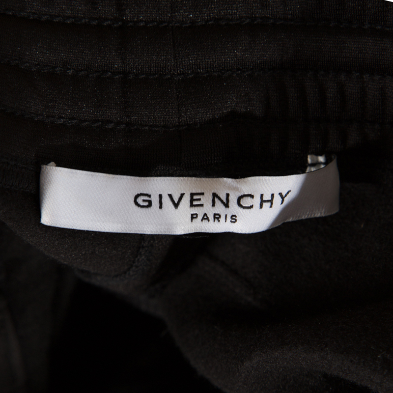 Pre-owned Givenchy Black Knit Drawstring Logo Panel Detail Skirt S