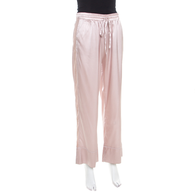 

Givenchy Dusty Rose Satin Silk Elasticized Waist Straight Fit Pants, Pink