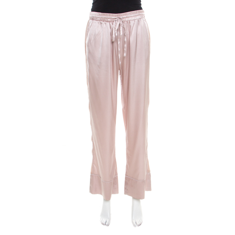 Givenchy Dusty Rose Satin Silk Elasticized Waist Straight Fit Pants M