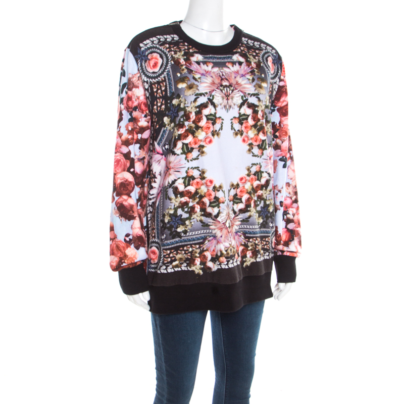 

Givenchy Multicolor Roses and Birds of Paradise Cotton Knit Sweatshirt