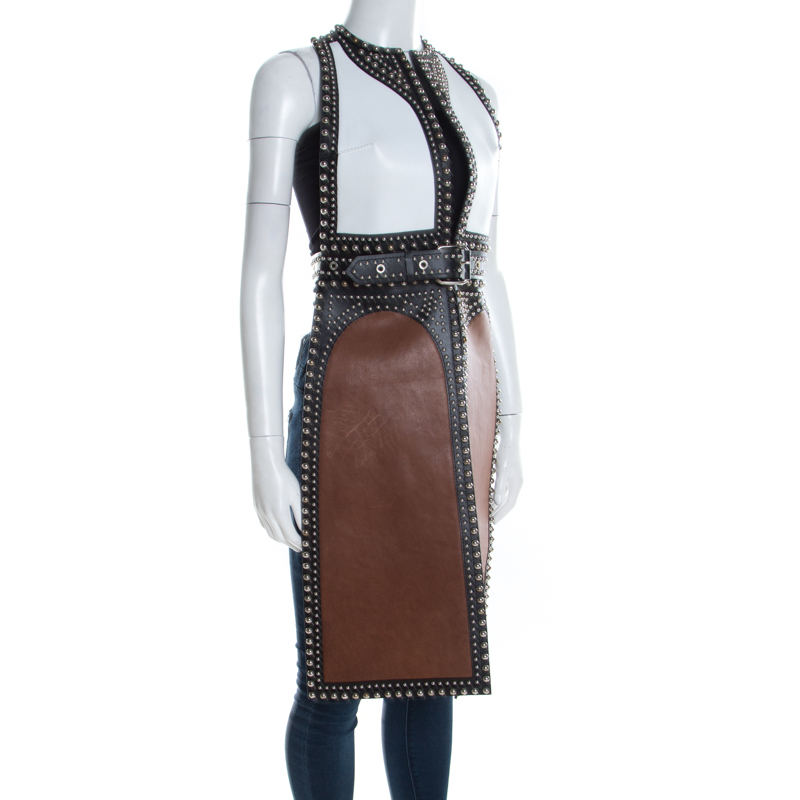 

Givenchy Colorblock Paneled Studded Leather Backless Vest, Multicolor