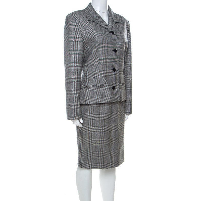 

Givenchy Monochrome Prince of Whales Checked Wool Skirt Suit, Black