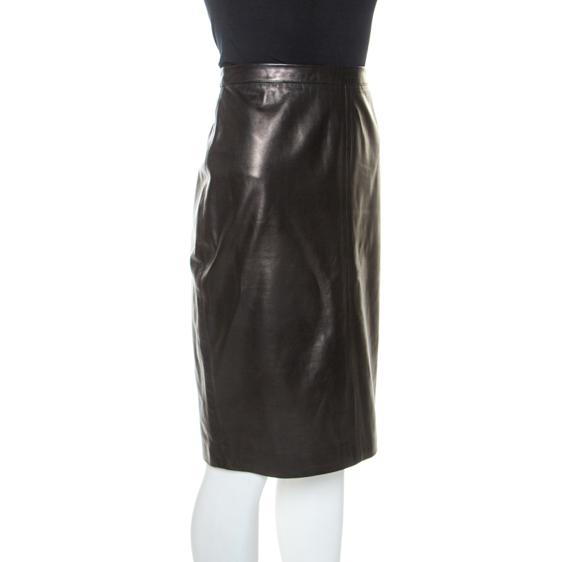 

Givenchy Dark Brown Leather Pencil Skirt