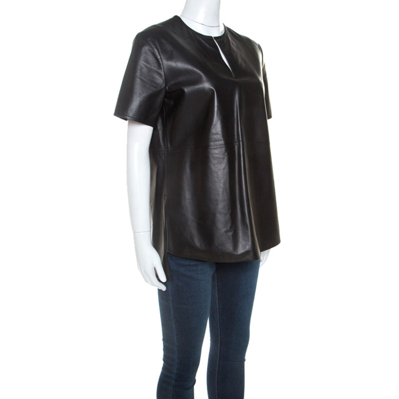 

Givenchy Black Leather Short Sleeve Top