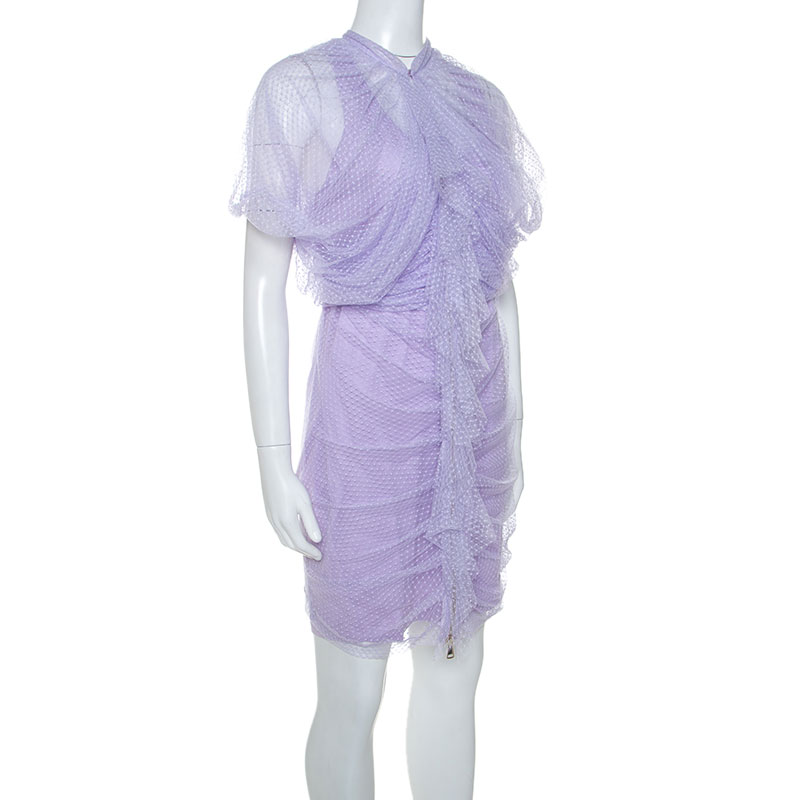 

Givenchy Lilac Textured Mesh Ruched Zip Front Dress, Purple