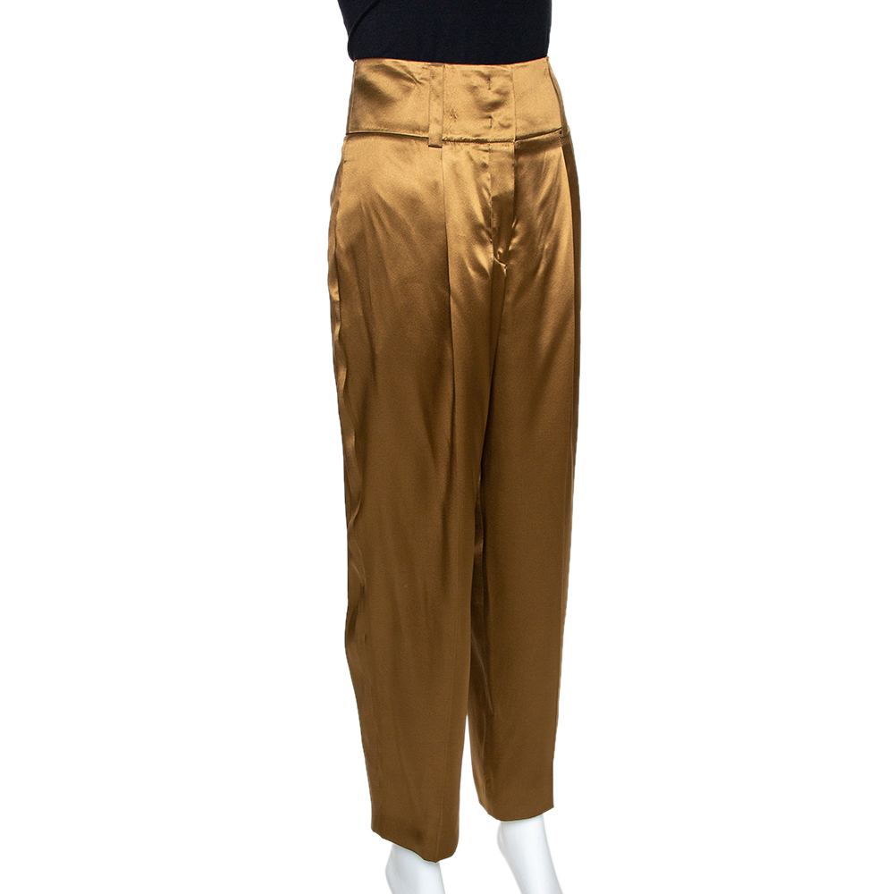 

Givenchy Brown Silk Satin Pleated Trousers