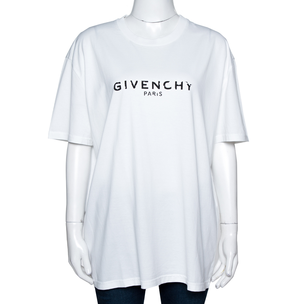 Givenchy White Cotton Logo Print Crew Neck T-Shirt M Givenchy | The ...