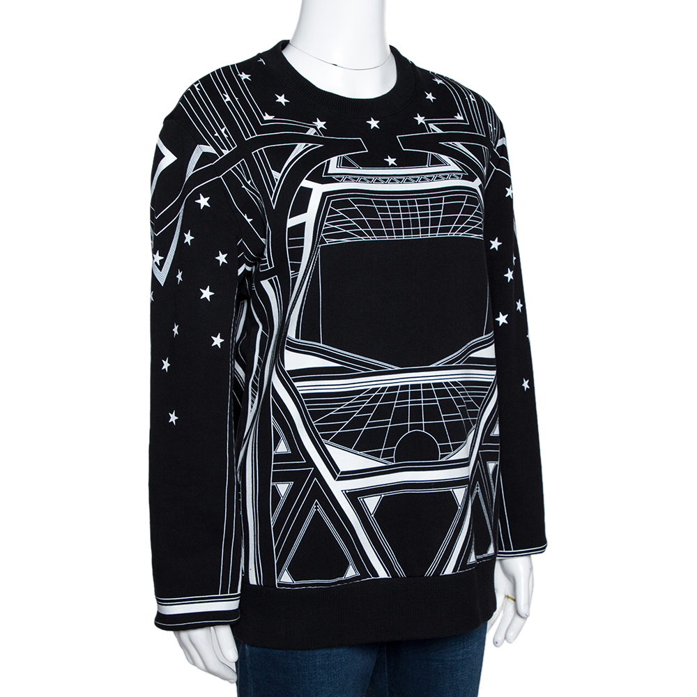 

Givenchy Monochrome Knit Geometric Stars Print Sweatshirt, Black