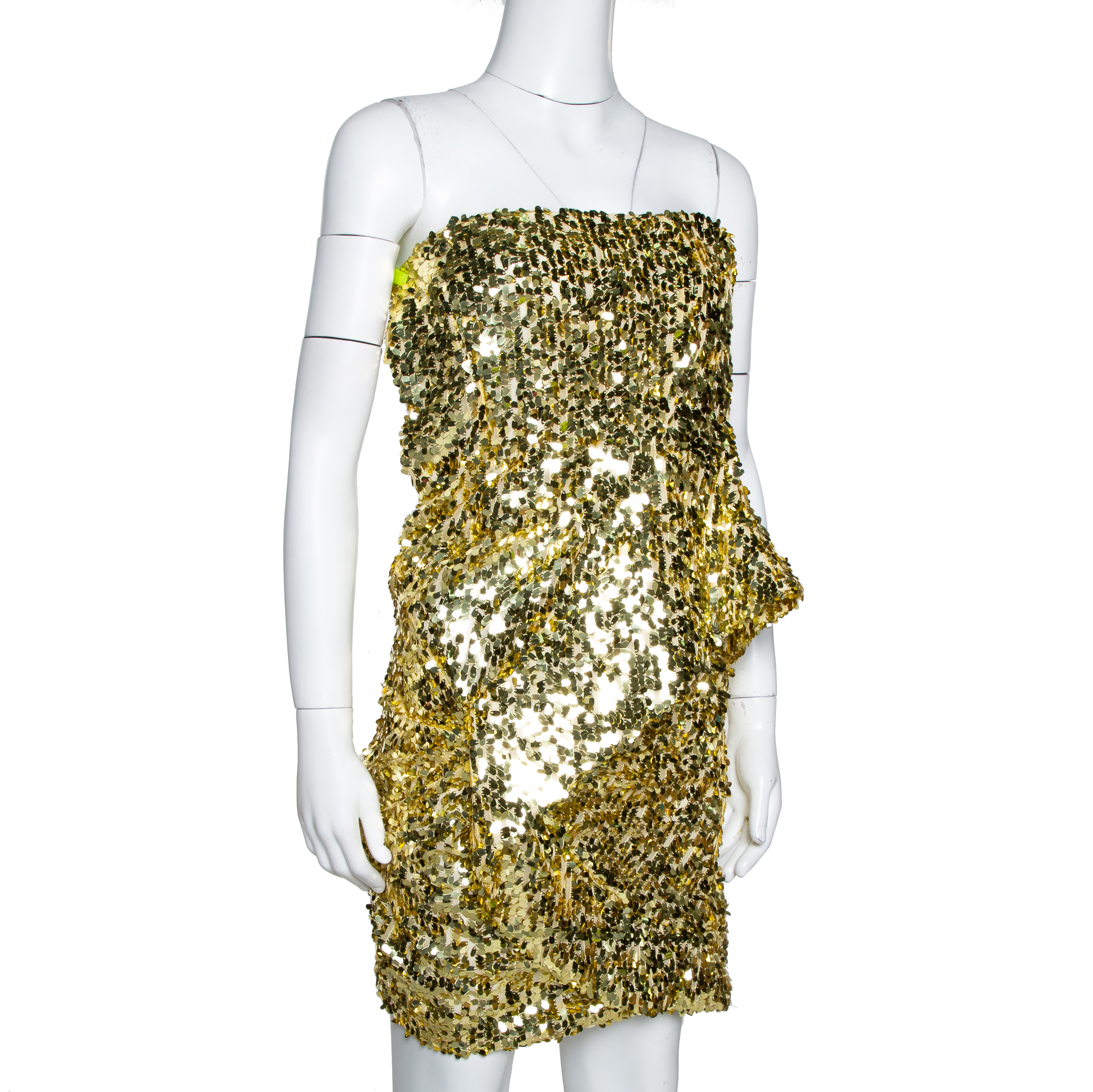 

Givenchy Gold Sequined Strapless Bustier Dress