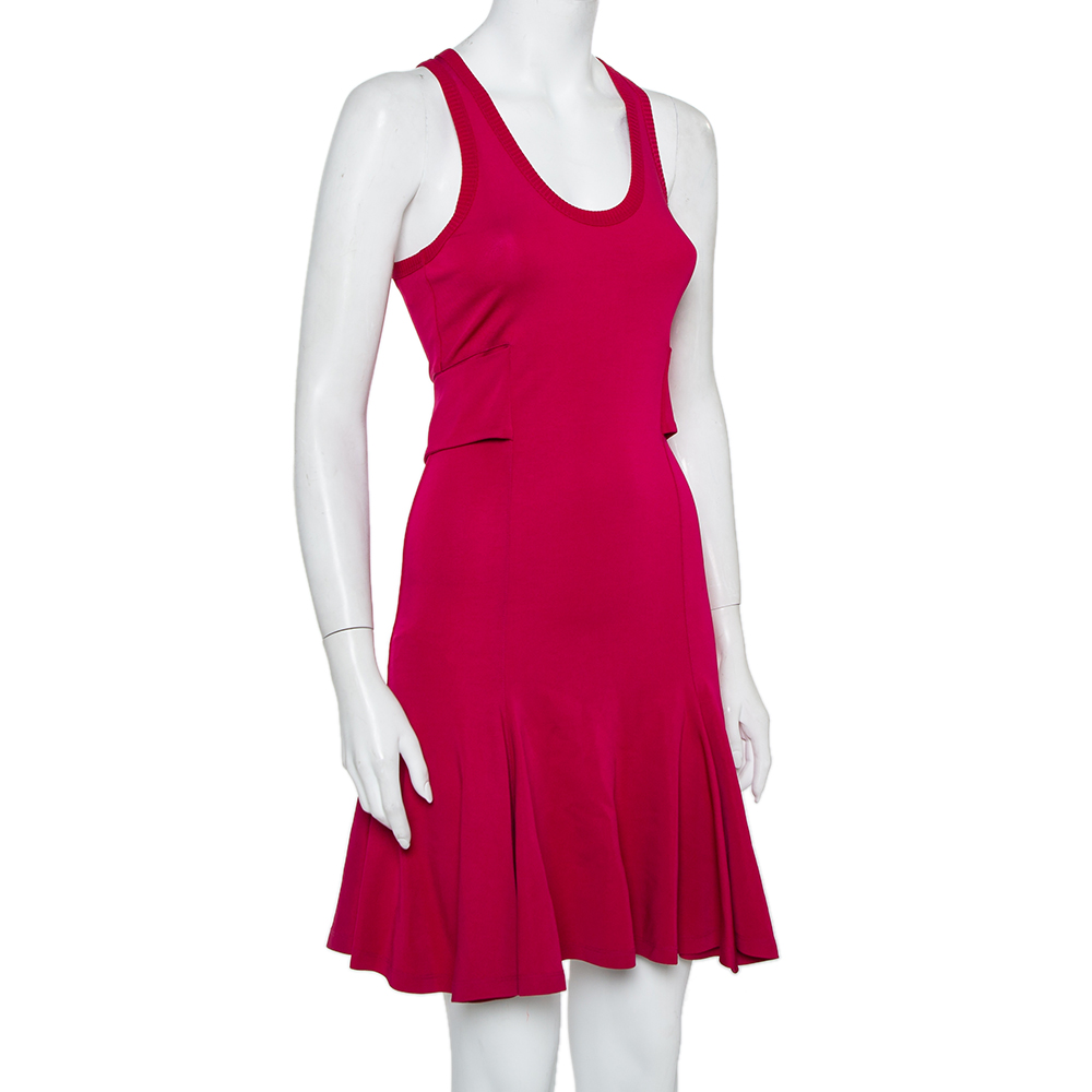 

Givenchy Fuschia Pink Jersey Sleeveless Banded Fit & Flare Dress