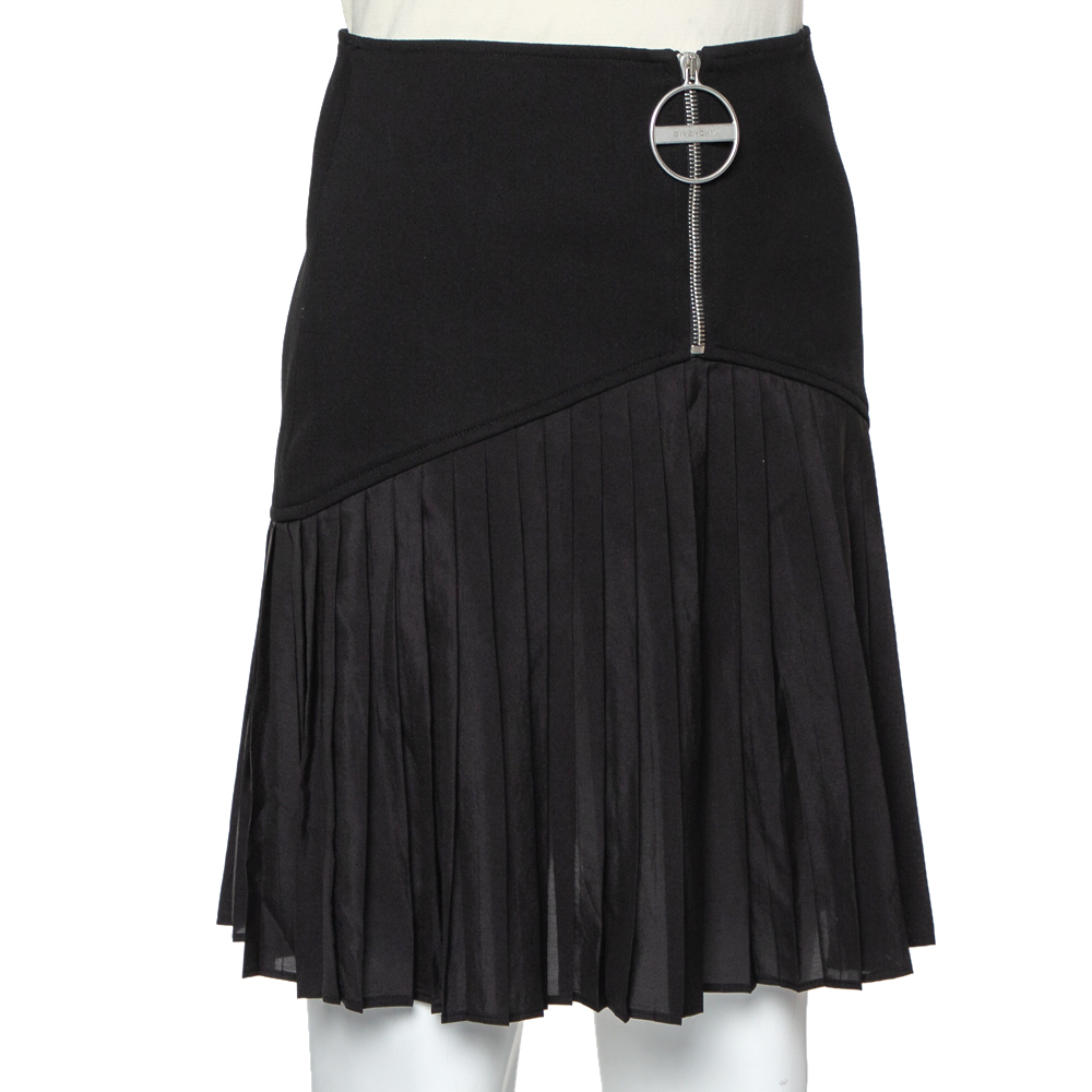

Givenchy Black Wool Pleated Detail Mini Skirt
