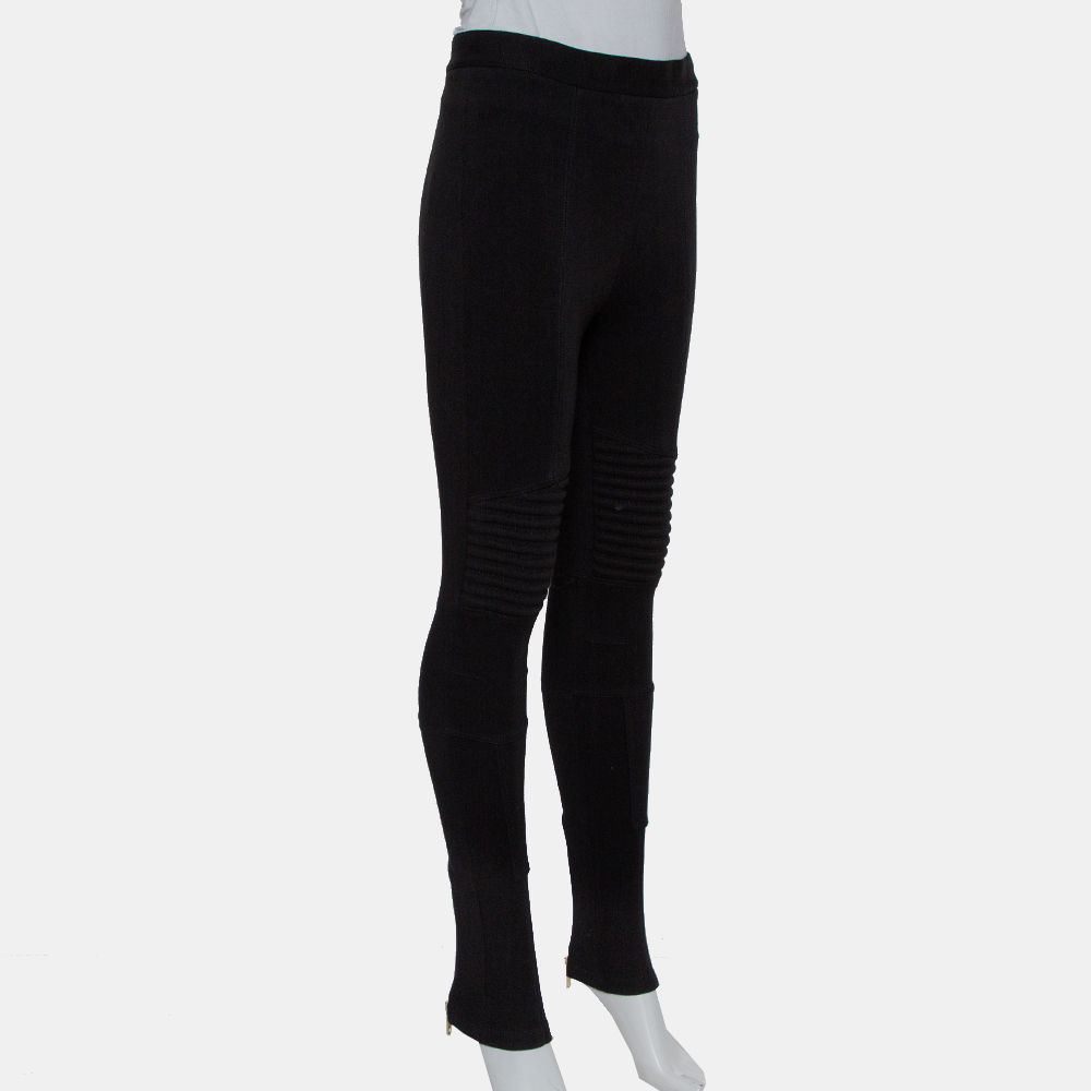 

Givenchy Black Knit Quilted Paneled Zip Detail Leggings