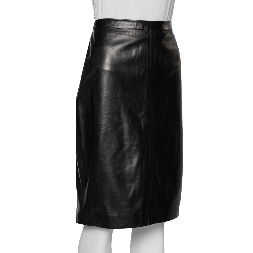 

Givenchy Dark Brown Leather Pencil Skirt