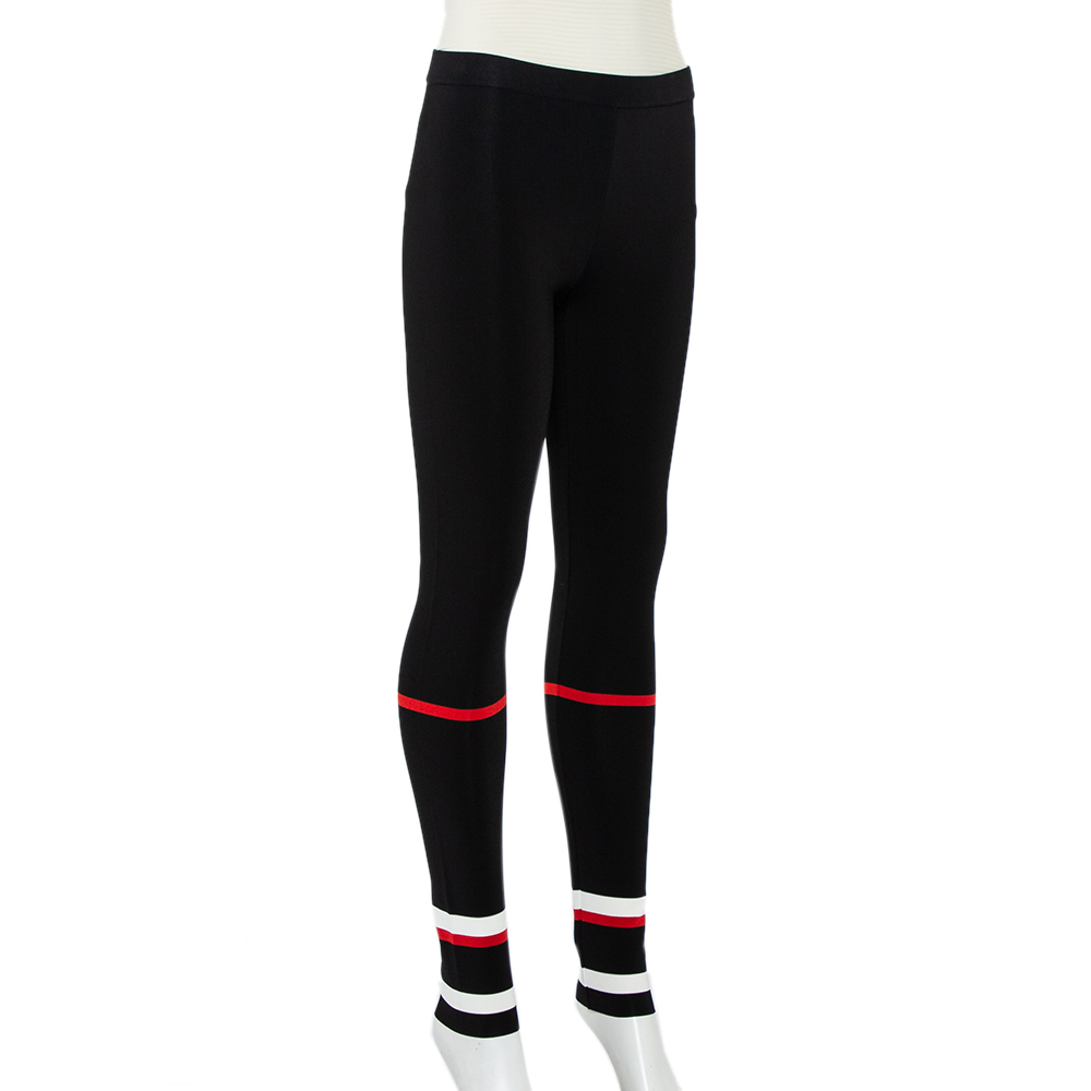 

Givenchy Black Stretch Knit Contrast Stripe Detail Leggings