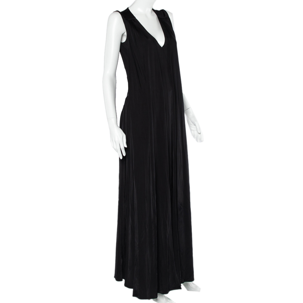 

Givenchy Black Jersey Paneled Overlay Detail Sleeveless Maxi Dress