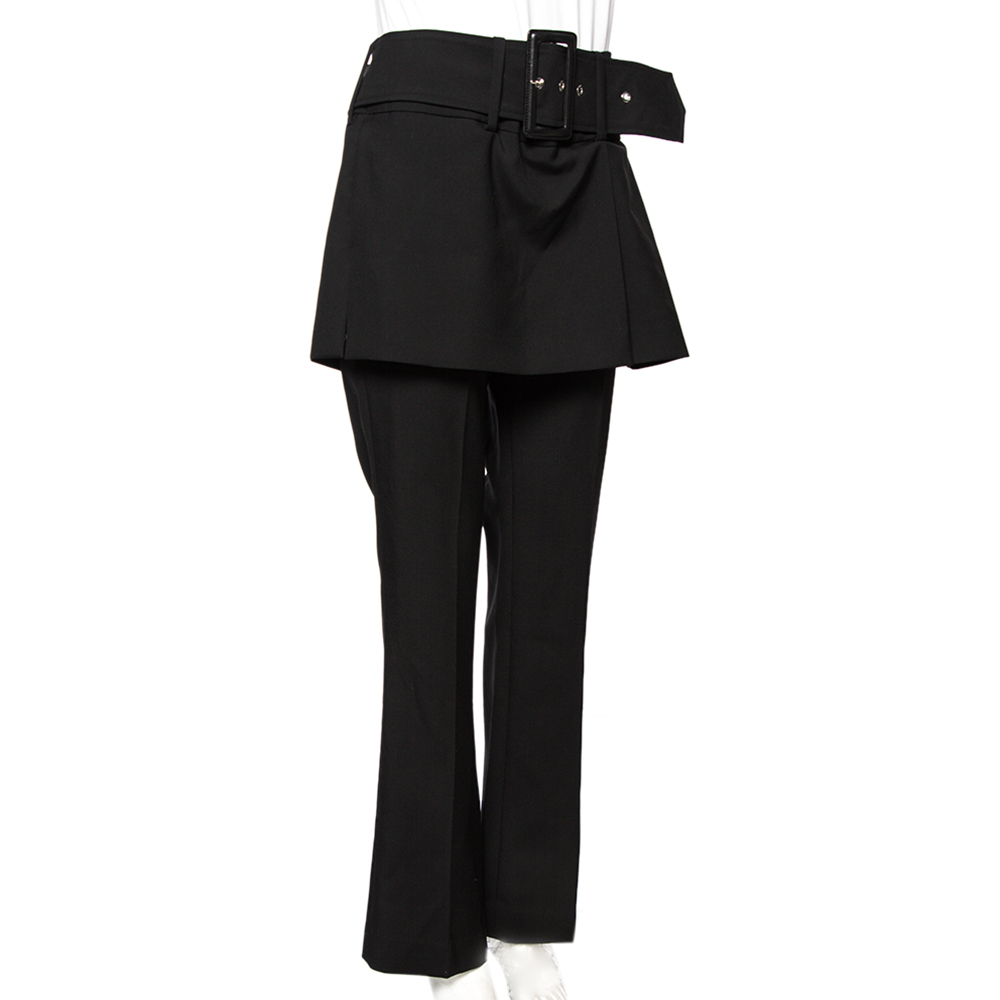 

Givenchy Black Wool Belted Skirt Detail Trousers