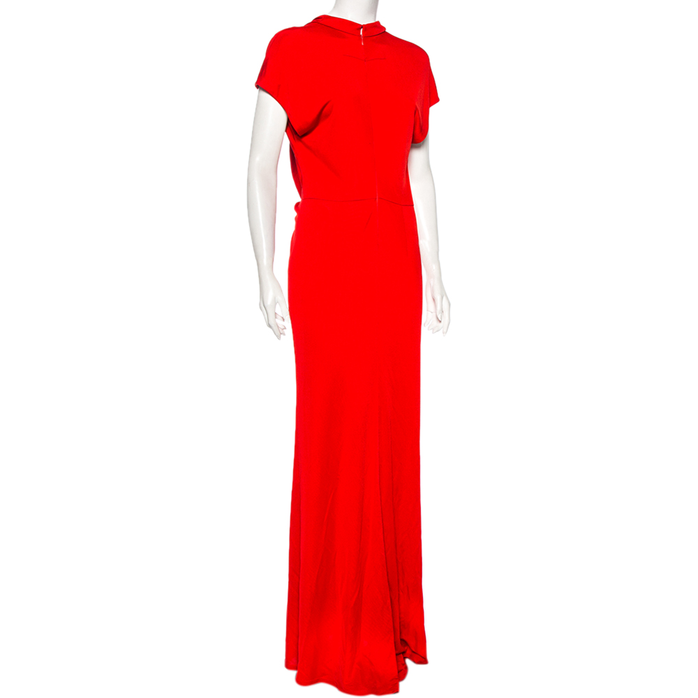 

Givenchy Red Jersey Centre Slit Detail V-Neck Maxi Dress