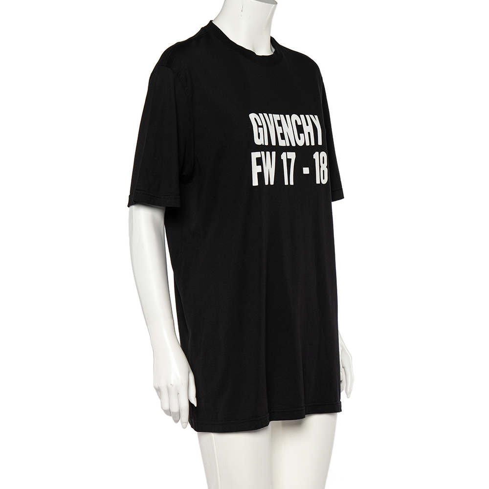 

Givenchy Black Logo Season Print Cotton Oversized T-Shirt